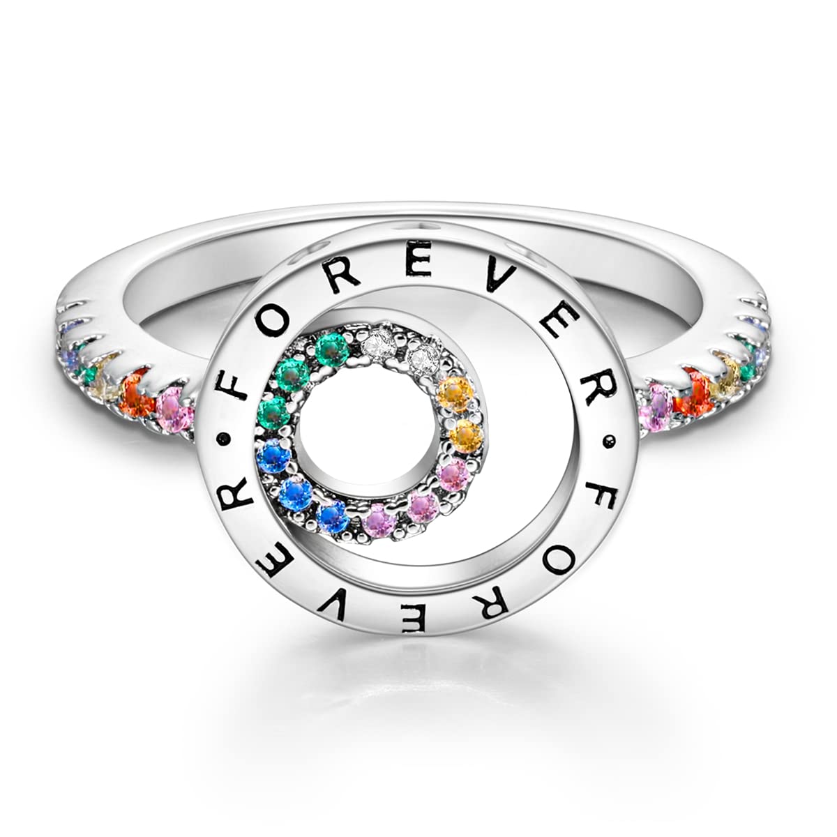 NARMO 925 Sterling Silber Frauen Ringe Mond Stern Ring Evil Eye Ring Bunte Cubic Zirkonia Ring Stapelbare Vintage Ringe Statement Ringe für Frauen Größe 52-60mm