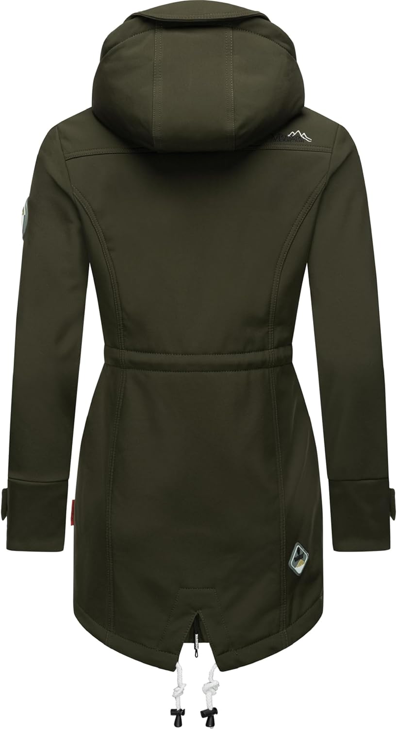 MARIKOO Damen Übergangsjacke Softshellmantel wasserdicht atmungsaktiv mit Kapuze Zimtzicke XS-3XL