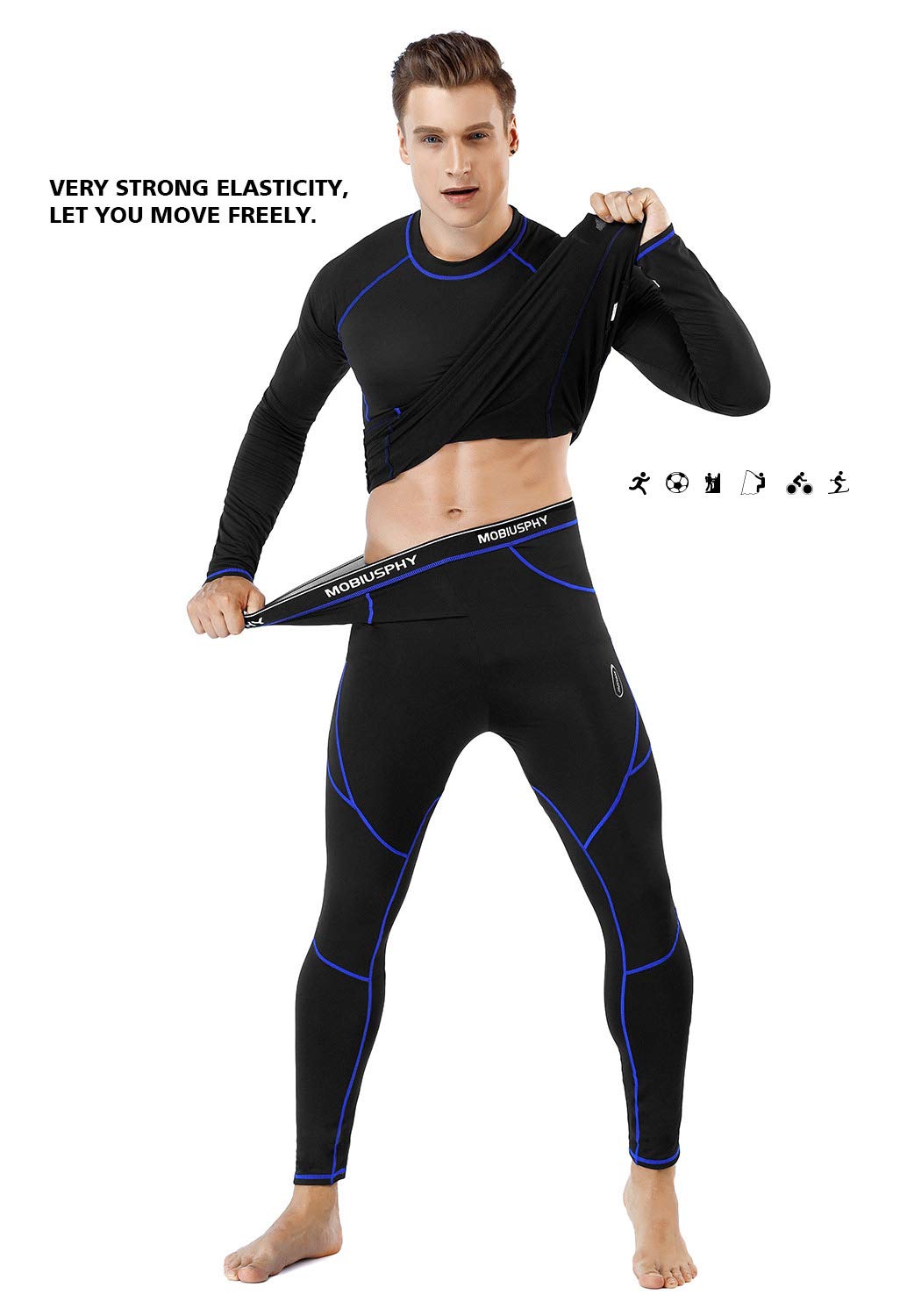 MOBIUSPHY Thermounterwäsche Herren, Funktionsunterwäsche Skiunterwäsche Winter Thermowäsche Set Warm Weich Funktionswäsche atmungsaktiv Thermo Unterwäsche Thermounterhemd Thermounterhose für Männer
