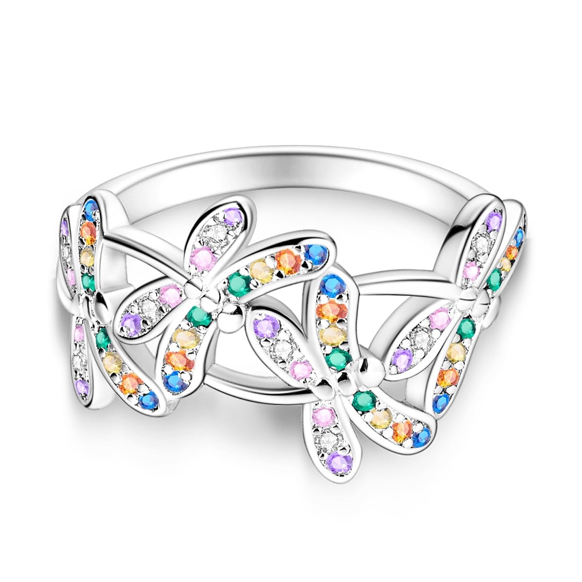 NARMO 925 Sterling Silber Frauen Ringe Mond Stern Ring Evil Eye Ring Bunte Cubic Zirkonia Ring Stapelbare Vintage Ringe Statement Ringe für Frauen Größe 52-60mm