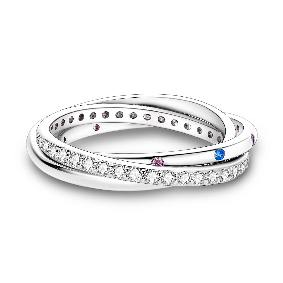 NARMO 925 Sterling Silber Frauen Ringe Mond Stern Ring Evil Eye Ring Bunte Cubic Zirkonia Ring Stapelbare Vintage Ringe Statement Ringe für Frauen Größe 52-60mm