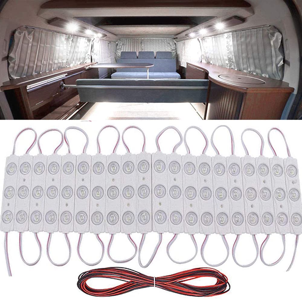 Caxmtu 60 LEDs Auto Innenbeleuchtung Reines Weiß 12 Volt LED Beleuchtungslampe Deckenleuchten Bausatz zum Lieferwagen Auto Fahrzeug LKW Gleichstrom 12V
