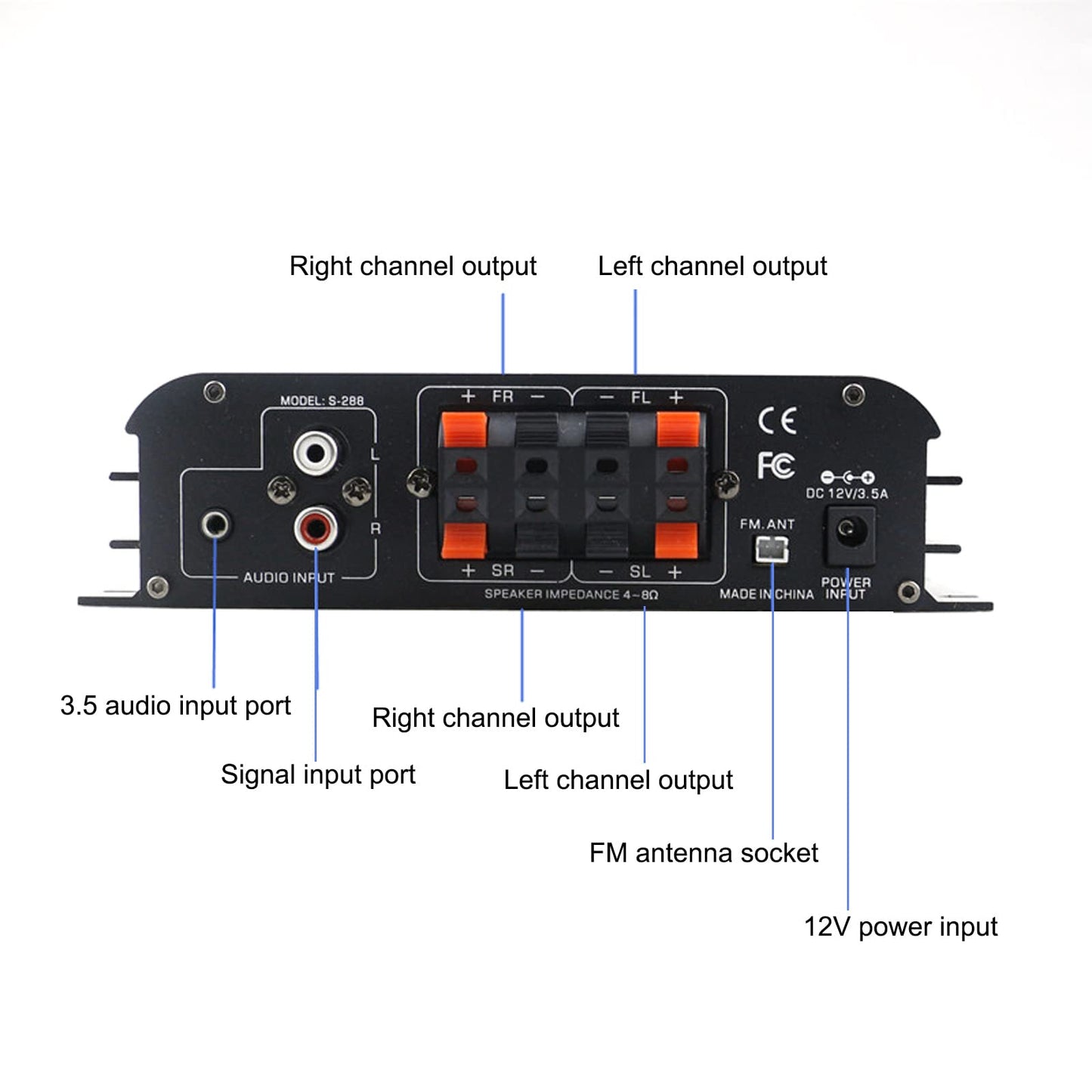 Etlephe Mini Verstärker,HIFI Verstärker,Bluetooth 5.0-Stereo Audio,12 V 220 V 600 W, 2 Kanäle, LCD-Display, High Fidelity, tragbares UKW-Radio, SD/USB-Karteneingang, für Zuhause oder Auto