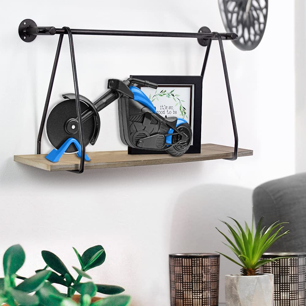 ELB Biker Motorrad Pizzaschneider, Lustige Pizza Schneider Edelstahl Kunststoff Pizzaroller Pizzarad Pizzamesser, Pizza Cutter mit Scharfem Schneiderad & Ständer für Weihnachten Kreativ Geschenke (Rot)