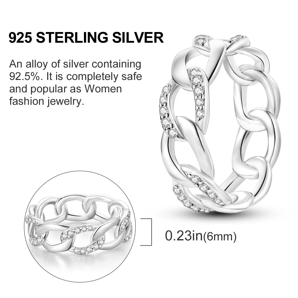 NARMO 925 Sterling Silber Frauen Ringe Mond Stern Ring Evil Eye Ring Bunte Cubic Zirkonia Ring Stapelbare Vintage Ringe Statement Ringe für Frauen Größe 52-60mm