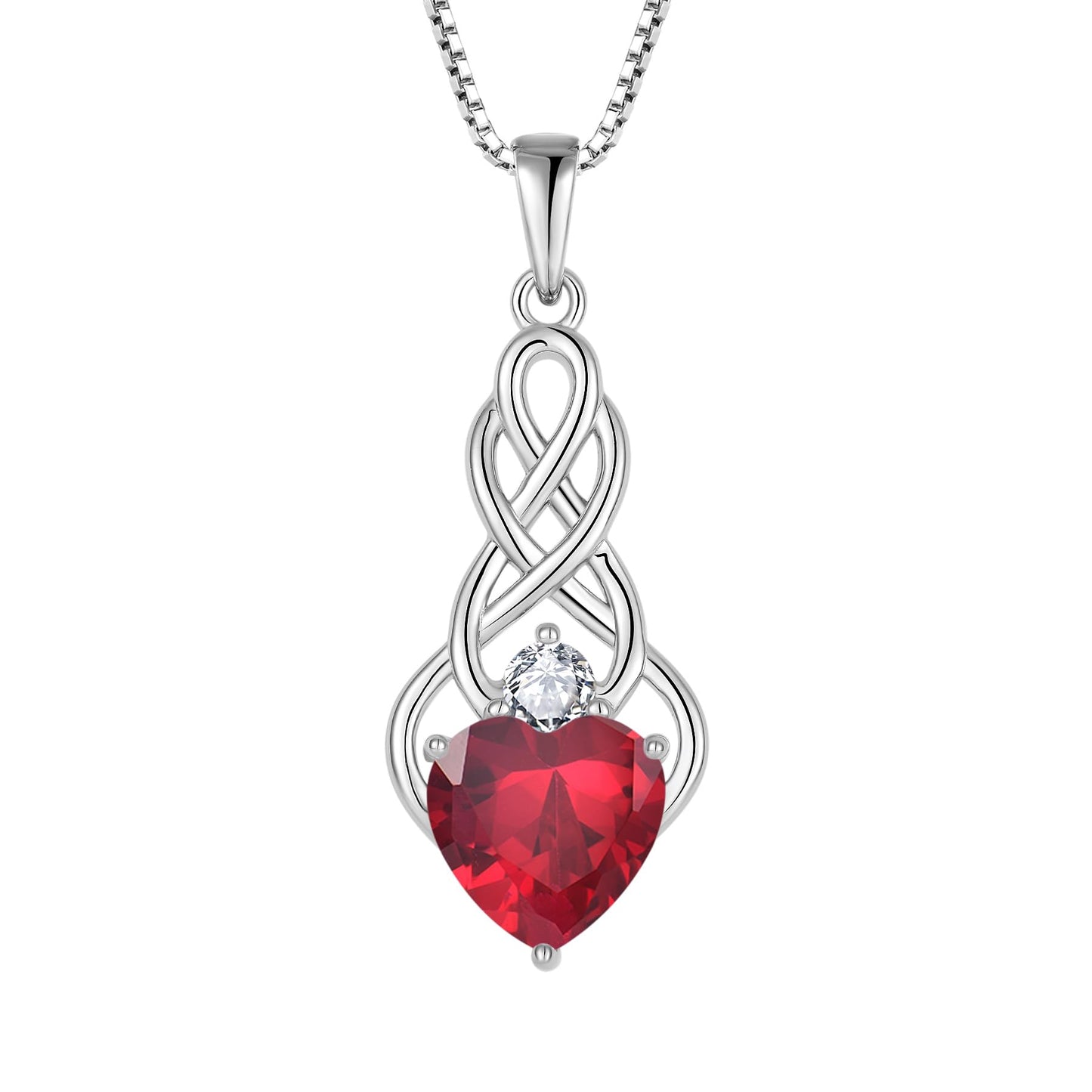 FJ Unendlichkeit Keltischer Knoten Kette Damen 925 Sterling Silber Geburtsstein Anhänger Irischer Glücksschmuck Geschenke für Frauen Mutter Freundin Mama