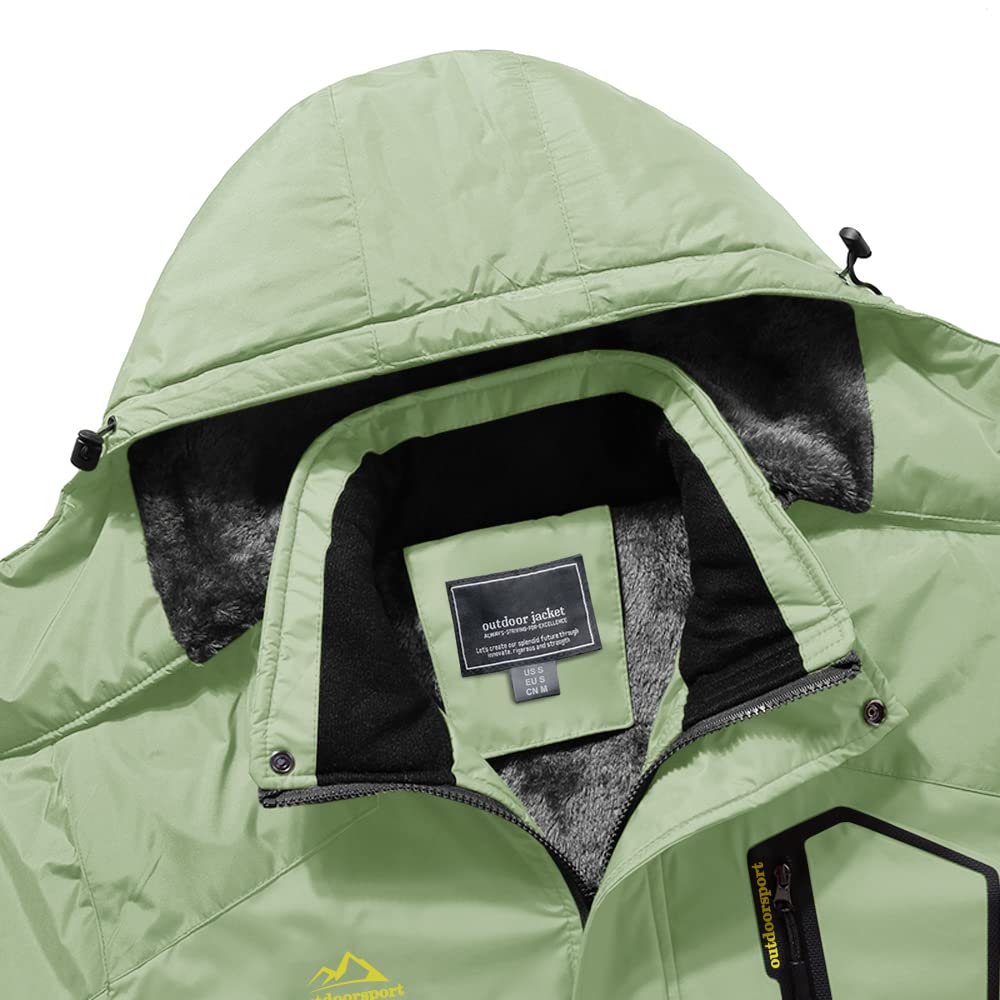 KEFITEVD Herren Skijacke Atmungsaktiv Warm Gefüttert Winterjacke mit Abnehmbarer Kapuze Snowboardjacke Wasserdicht Outdoorjacke