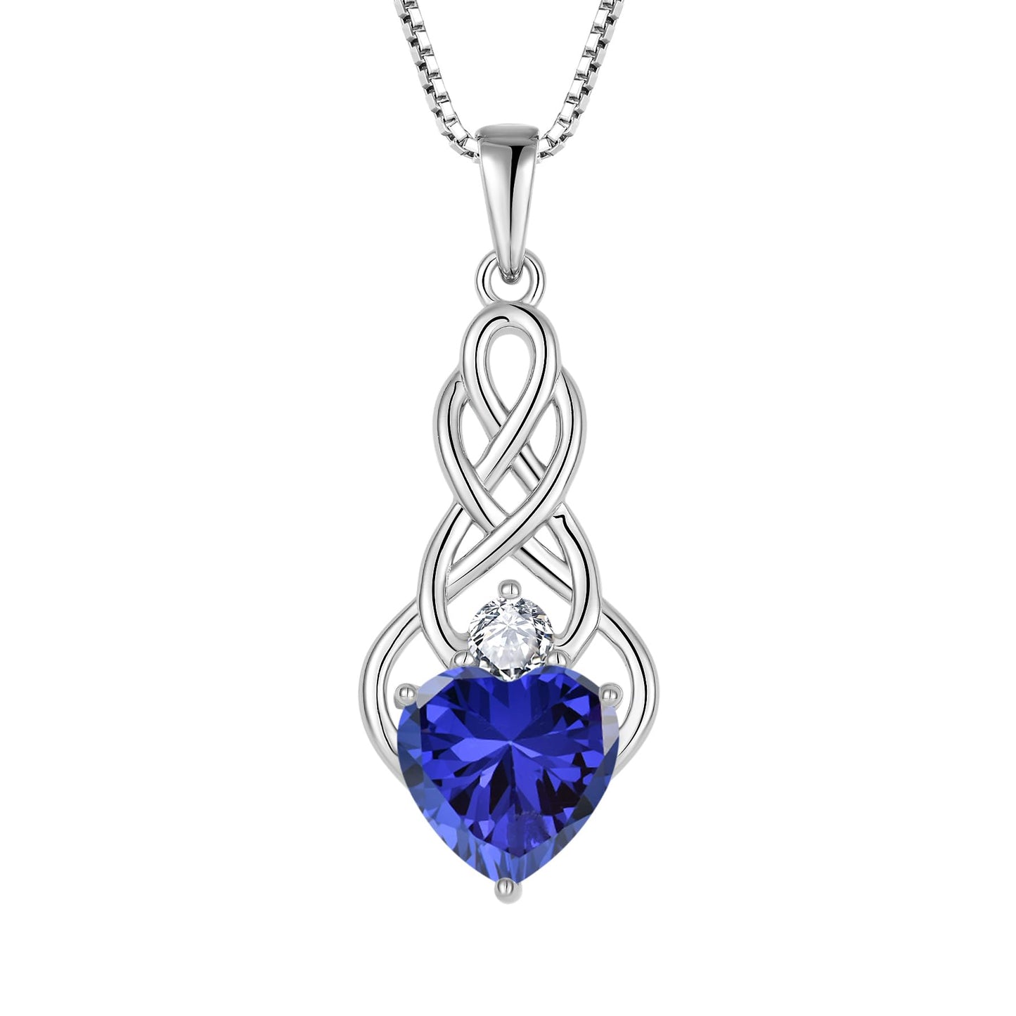 FJ Unendlichkeit Keltischer Knoten Kette Damen 925 Sterling Silber Geburtsstein Anhänger Irischer Glücksschmuck Geschenke für Frauen Mutter Freundin Mama