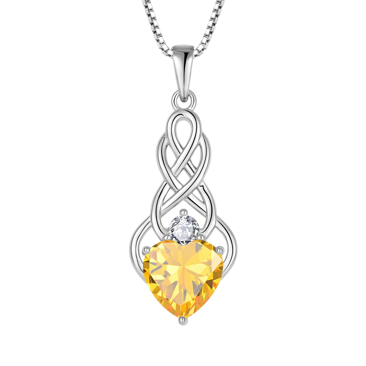 FJ Unendlichkeit Keltischer Knoten Kette Damen 925 Sterling Silber Geburtsstein Anhänger Irischer Glücksschmuck Geschenke für Frauen Mutter Freundin Mama
