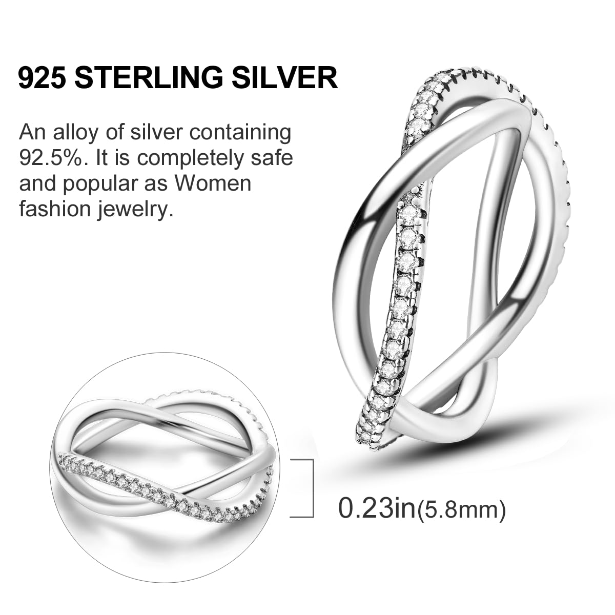 NARMO 925 Sterling Silber Frauen Ringe Mond Stern Ring Evil Eye Ring Bunte Cubic Zirkonia Ring Stapelbare Vintage Ringe Statement Ringe für Frauen Größe 52-60mm
