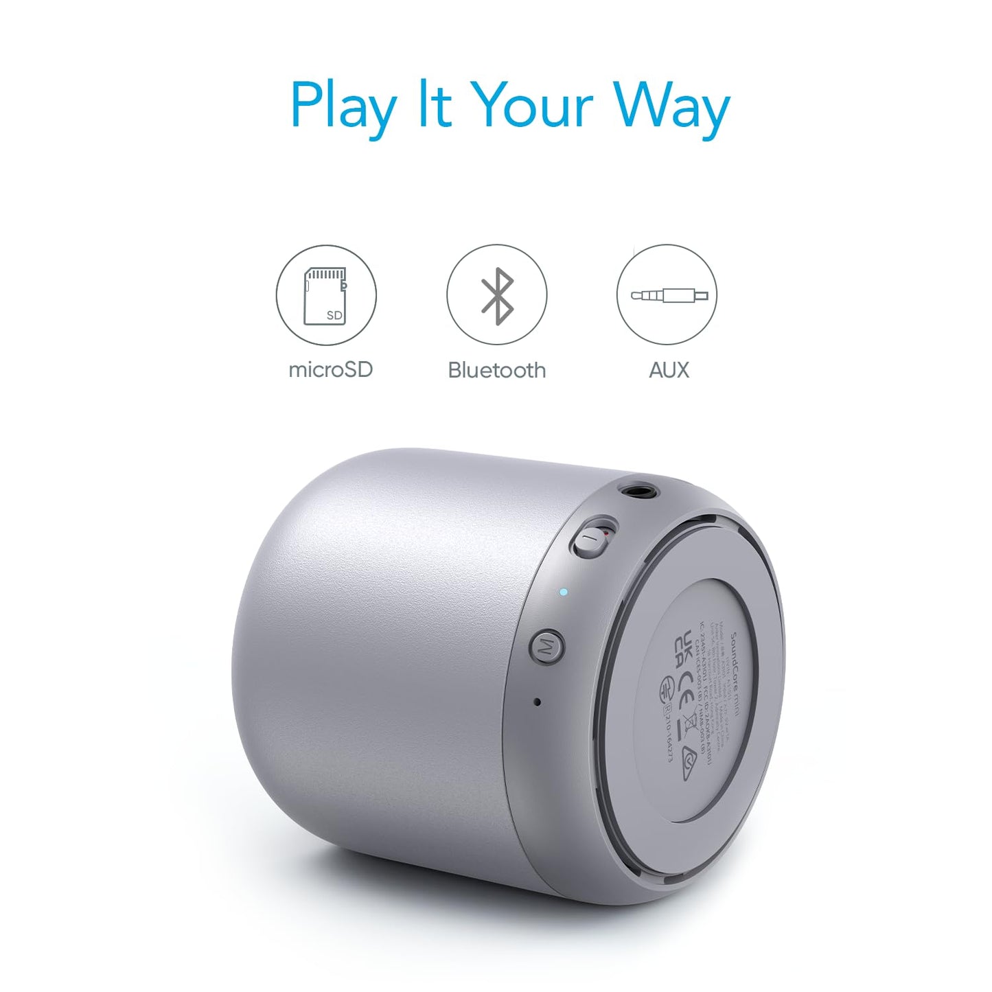 ELB Musikbox Anker Soundcore mini Bluetooth Lautsprecher mit 15 Stunden Spielzeit, Fantastischer Sound, 20 Meter Bluetooth Reichweite, FM Radio und intensiver Bass(Schwarz)
