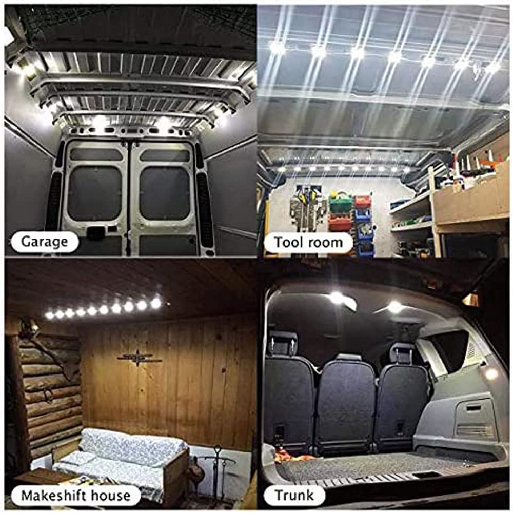 Caxmtu 60 LEDs Auto Innenbeleuchtung Reines Weiß 12 Volt LED Beleuchtungslampe Deckenleuchten Bausatz zum Lieferwagen Auto Fahrzeug LKW Gleichstrom 12V