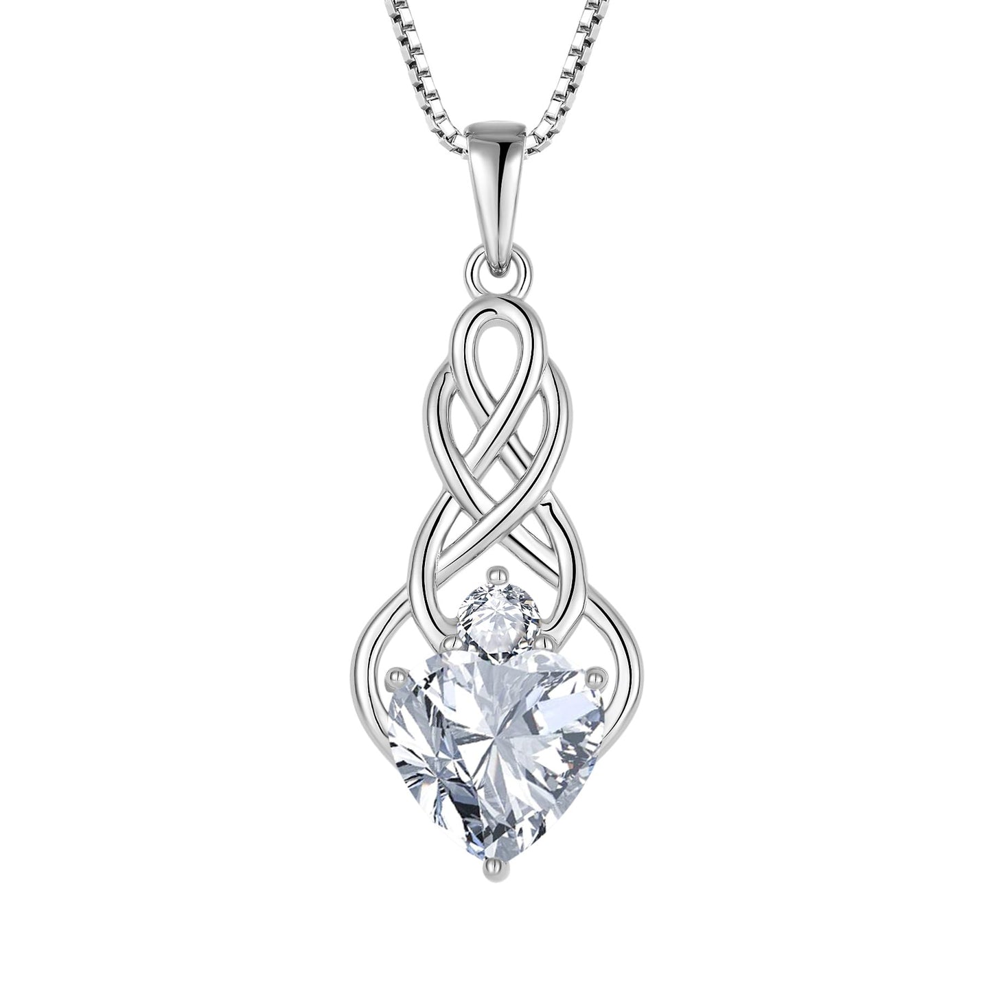 FJ Unendlichkeit Keltischer Knoten Kette Damen 925 Sterling Silber Geburtsstein Anhänger Irischer Glücksschmuck Geschenke für Frauen Mutter Freundin Mama