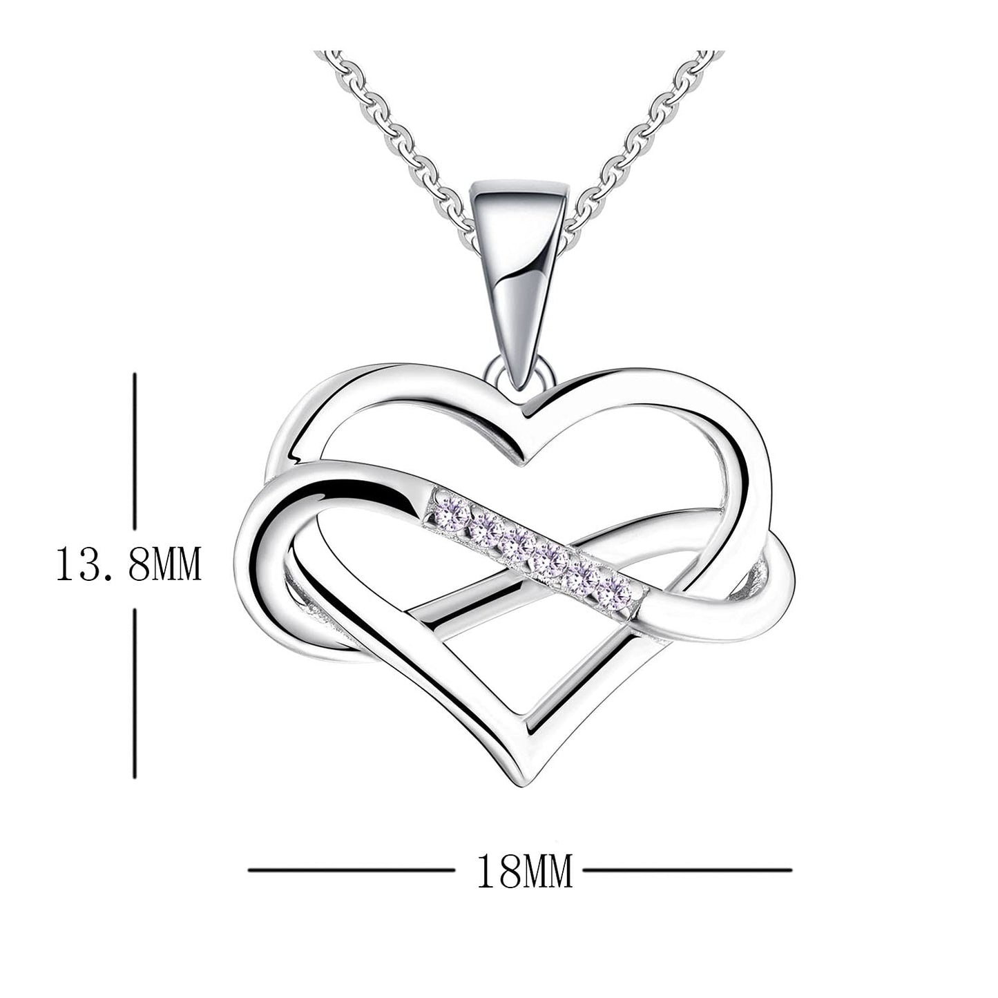 Edersee Herz WISDOM Damen Kette Unendliches Herz Silber 925,Halskette Anhänger mit 3A Zirkonia,Schmuck für Frauen