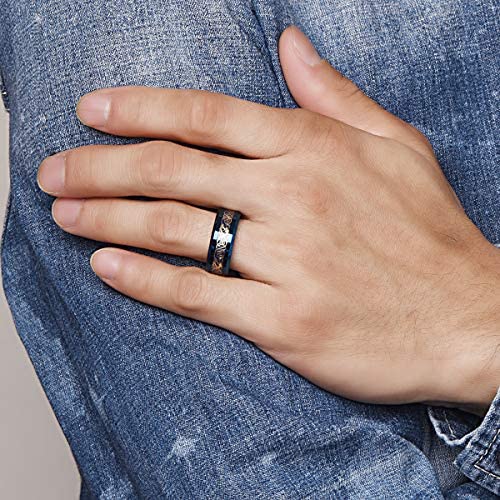 NUNCAD Schwarz Ring Wolfram Partner Ring Herren Damen 8mm Keltische Drachen Ring mit Kohlefasern Blau/Grün/Rot/Rosegold Größe 49.3-72(15.7-22.9)