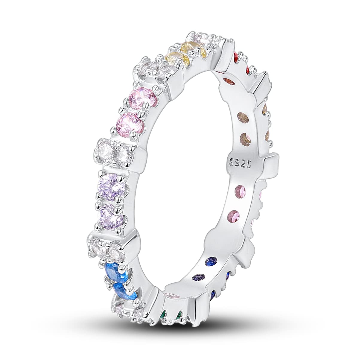 NARMO 925 Sterling Silber Frauen Ringe Mond Stern Ring Evil Eye Ring Bunte Cubic Zirkonia Ring Stapelbare Vintage Ringe Statement Ringe für Frauen Größe 52-60mm