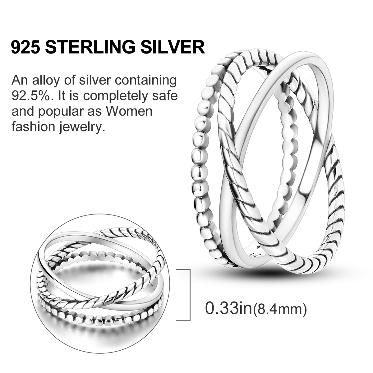 NARMO 925 Sterling Silber Frauen Ringe Mond Stern Ring Evil Eye Ring Bunte Cubic Zirkonia Ring Stapelbare Vintage Ringe Statement Ringe für Frauen Größe 52-60mm