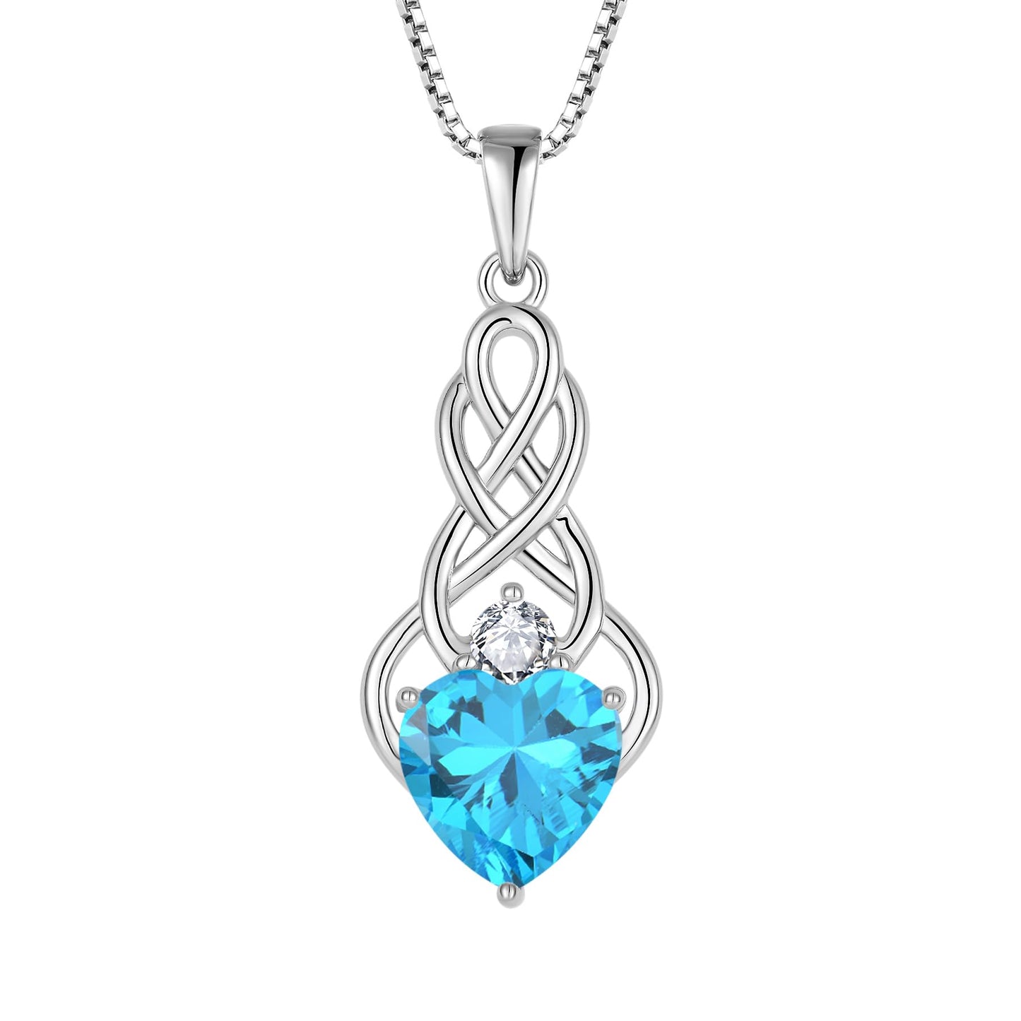 FJ Unendlichkeit Keltischer Knoten Kette Damen 925 Sterling Silber Geburtsstein Anhänger Irischer Glücksschmuck Geschenke für Frauen Mutter Freundin Mama