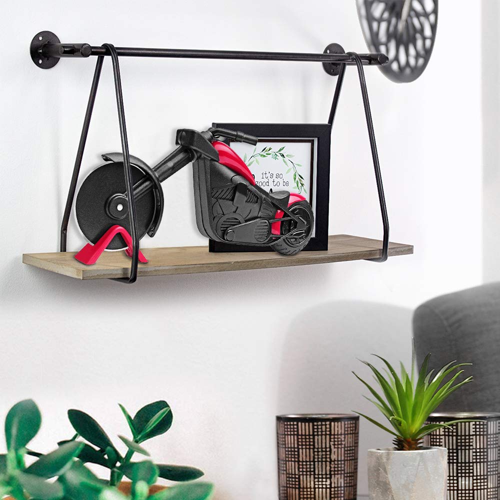 ELB Biker Motorrad Pizzaschneider, Lustige Pizza Schneider Edelstahl Kunststoff Pizzaroller Pizzarad Pizzamesser, Pizza Cutter mit Scharfem Schneiderad & Ständer für Weihnachten Kreativ Geschenke (Rot)