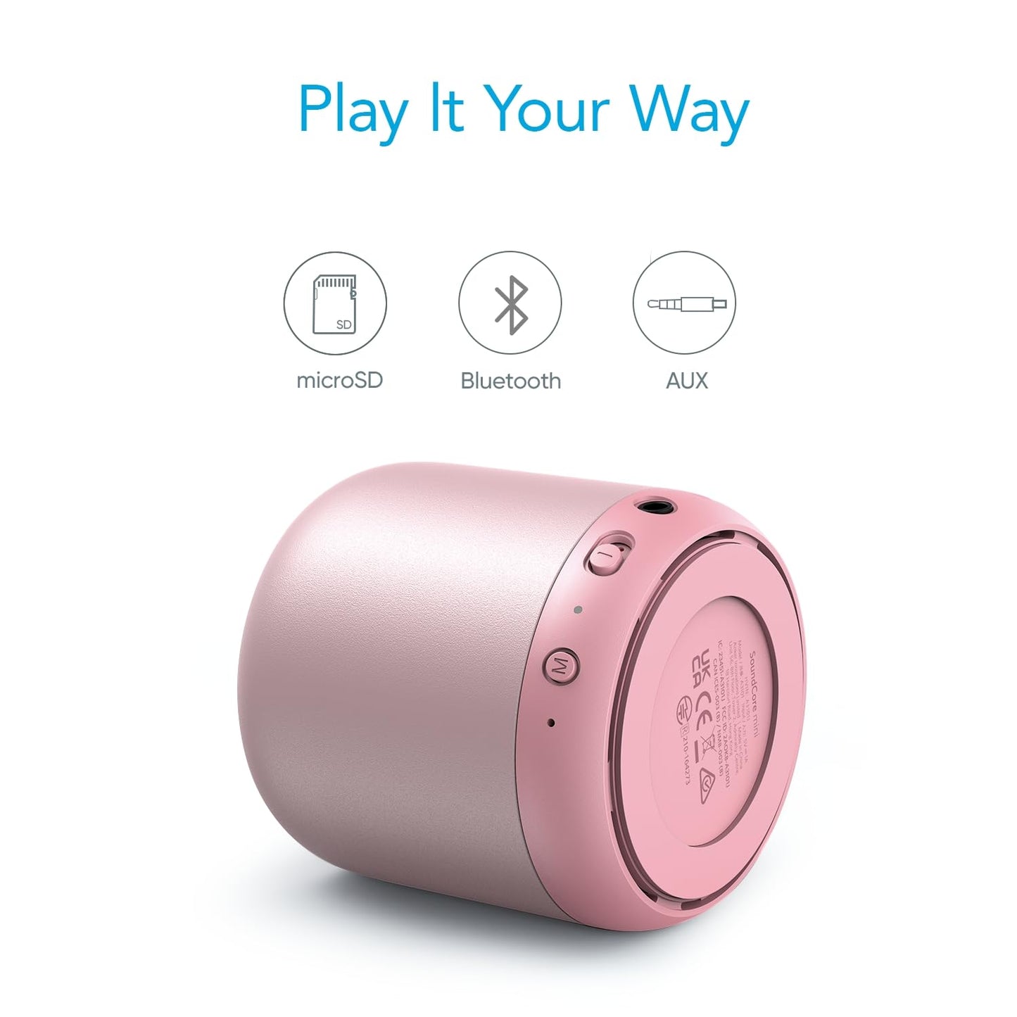 ELB Musikbox Anker Soundcore mini Bluetooth Lautsprecher mit 15 Stunden Spielzeit, Fantastischer Sound, 20 Meter Bluetooth Reichweite, FM Radio und intensiver Bass(Schwarz)