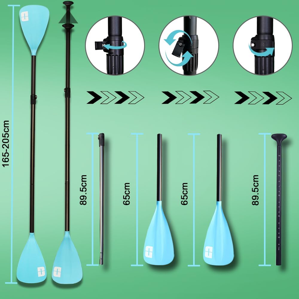 3.ELB Adventure Stand up Paddling Board Aufblasbare SUP Board Set, inkl. Kajak Sitz, 330x76x15cm, Tragkraft bis 150Kg, Cam Halterung, Integrierte Kick-Pad, 3 Finnen, Verstellbares Doppel-Paddel, Komplettes Zubehör