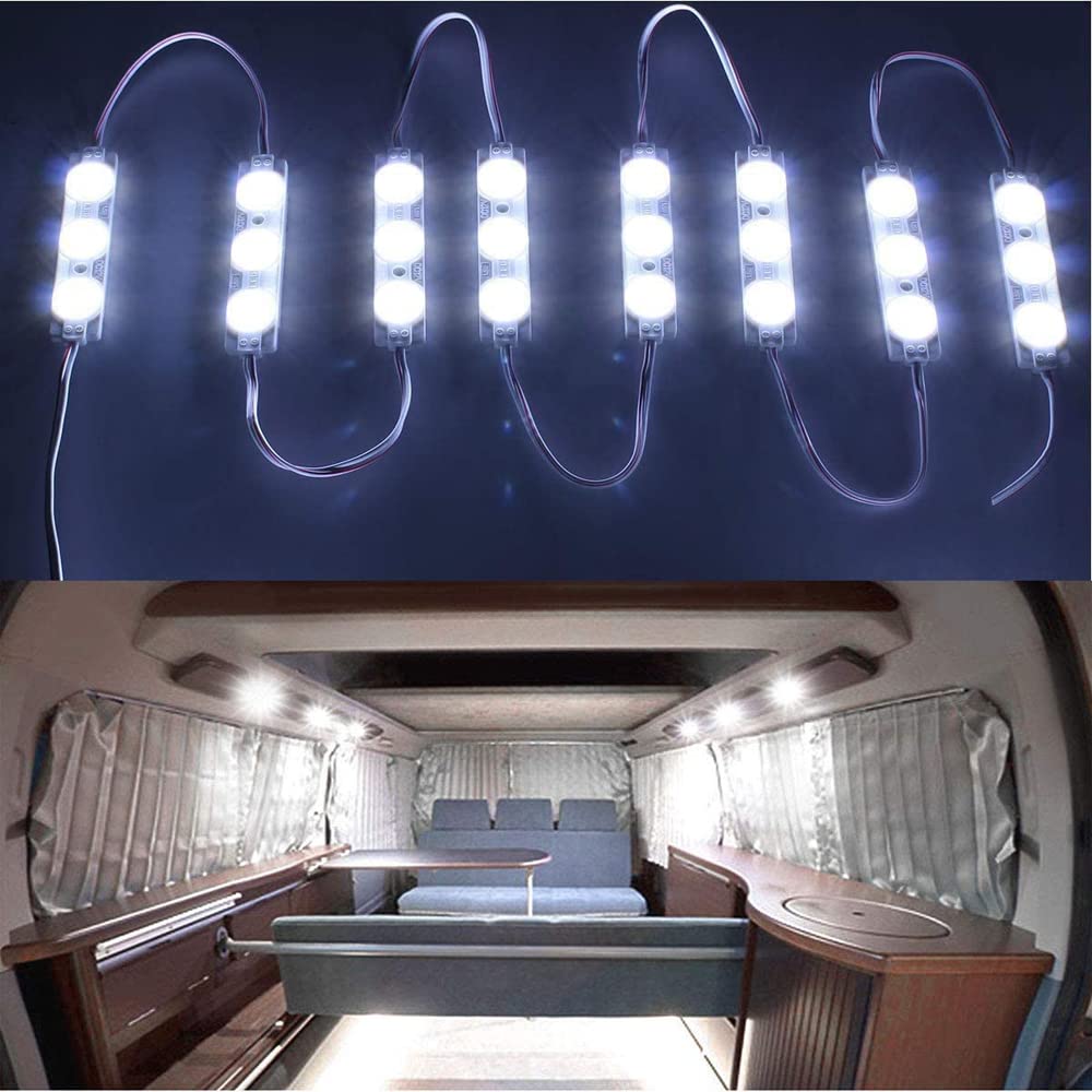 Caxmtu 60 LEDs Auto Innenbeleuchtung Reines Weiß 12 Volt LED Beleuchtungslampe Deckenleuchten Bausatz zum Lieferwagen Auto Fahrzeug LKW Gleichstrom 12V