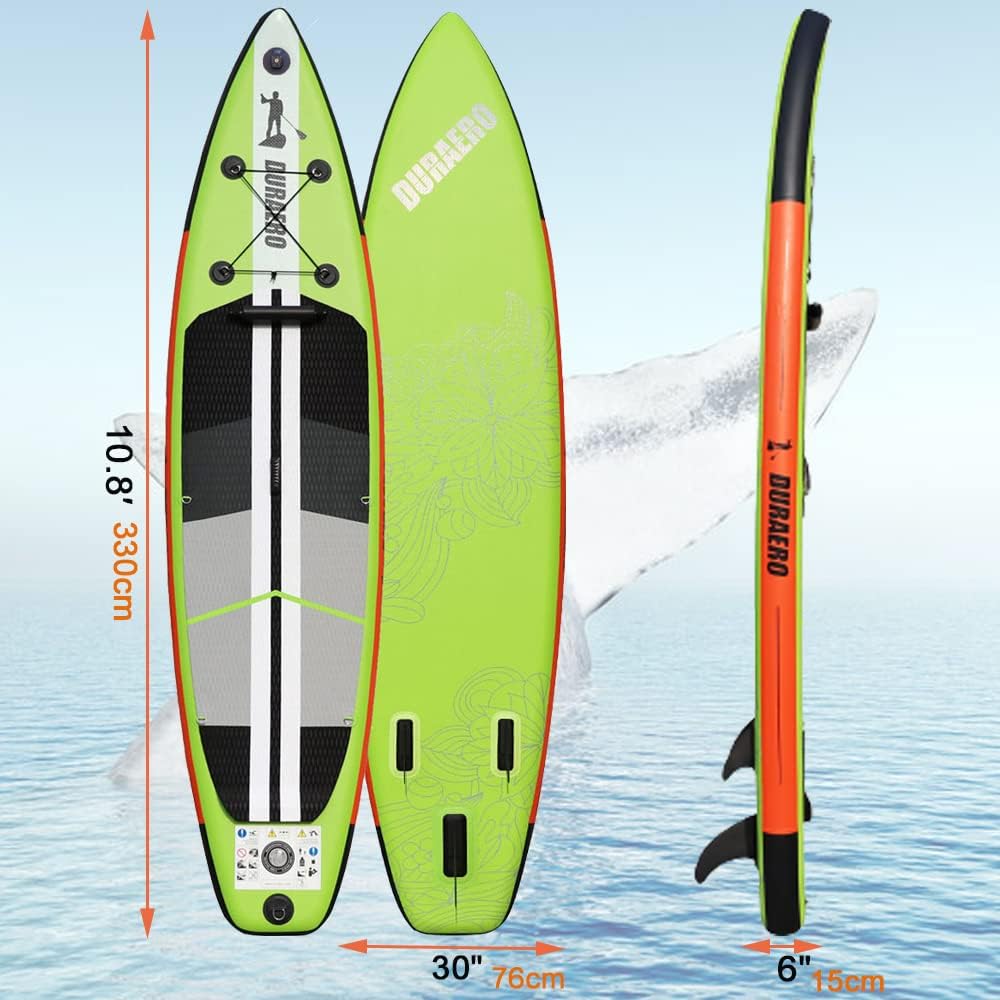 3.ELB Adventure Stand up Paddling Board Aufblasbare SUP Board Set, inkl. Kajak Sitz, 330x76x15cm, Tragkraft bis 150Kg, Cam Halterung, Integrierte Kick-Pad, 3 Finnen, Verstellbares Doppel-Paddel, Komplettes Zubehör