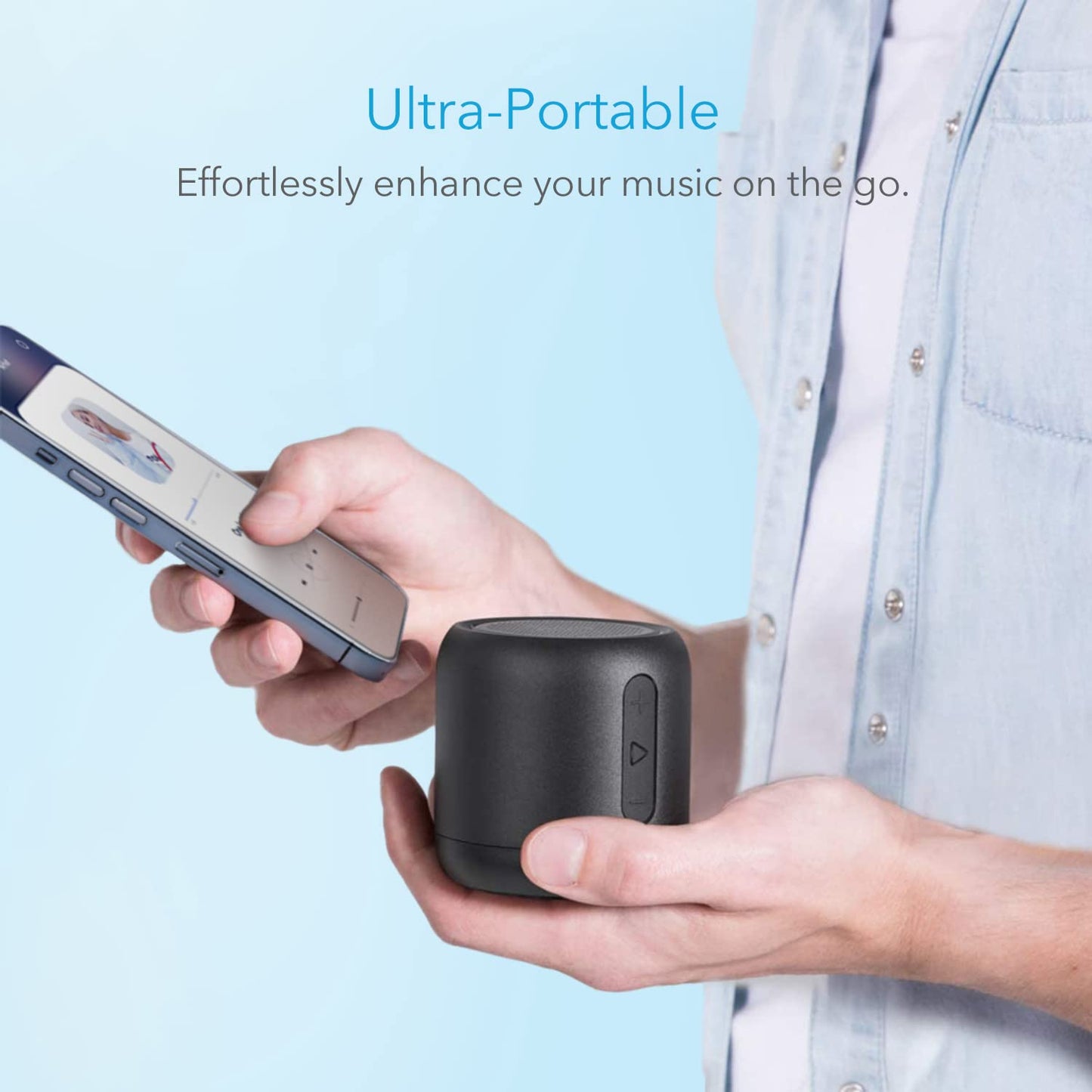 ELB Musikbox Anker Soundcore mini Bluetooth Lautsprecher mit 15 Stunden Spielzeit, Fantastischer Sound, 20 Meter Bluetooth Reichweite, FM Radio und intensiver Bass(Schwarz)