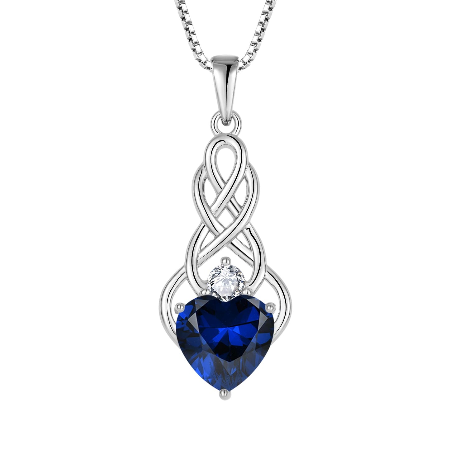 FJ Unendlichkeit Keltischer Knoten Kette Damen 925 Sterling Silber Geburtsstein Anhänger Irischer Glücksschmuck Geschenke für Frauen Mutter Freundin Mama
