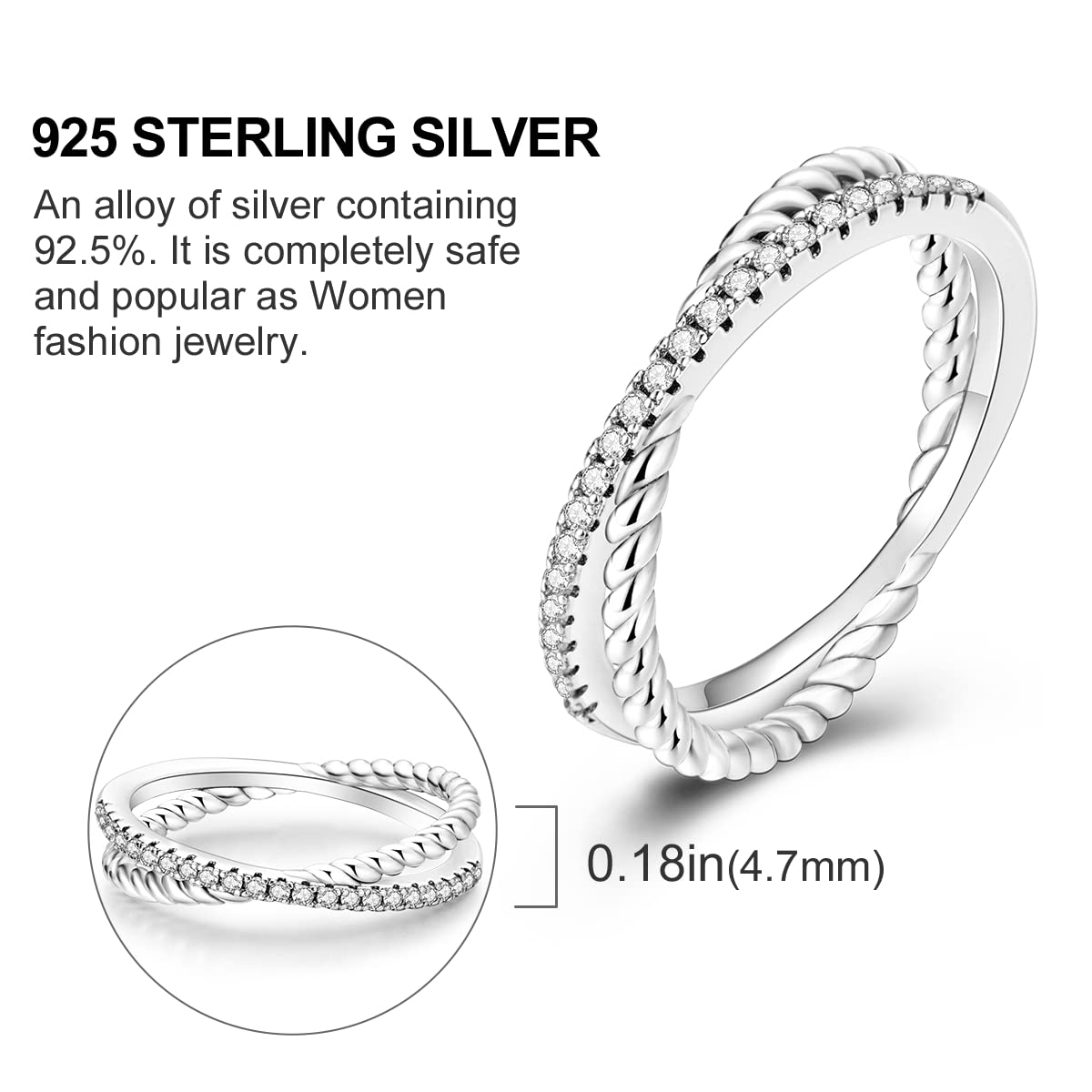 NARMO 925 Sterling Silber Frauen Ringe Mond Stern Ring Evil Eye Ring Bunte Cubic Zirkonia Ring Stapelbare Vintage Ringe Statement Ringe für Frauen Größe 52-60mm