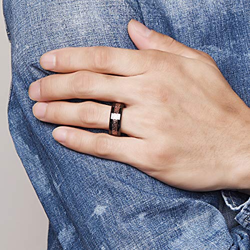 NUNCAD Schwarz Ring Wolfram Partner Ring Herren Damen 8mm Keltische Drachen Ring mit Kohlefasern Blau/Grün/Rot/Rosegold Größe 49.3-72(15.7-22.9)
