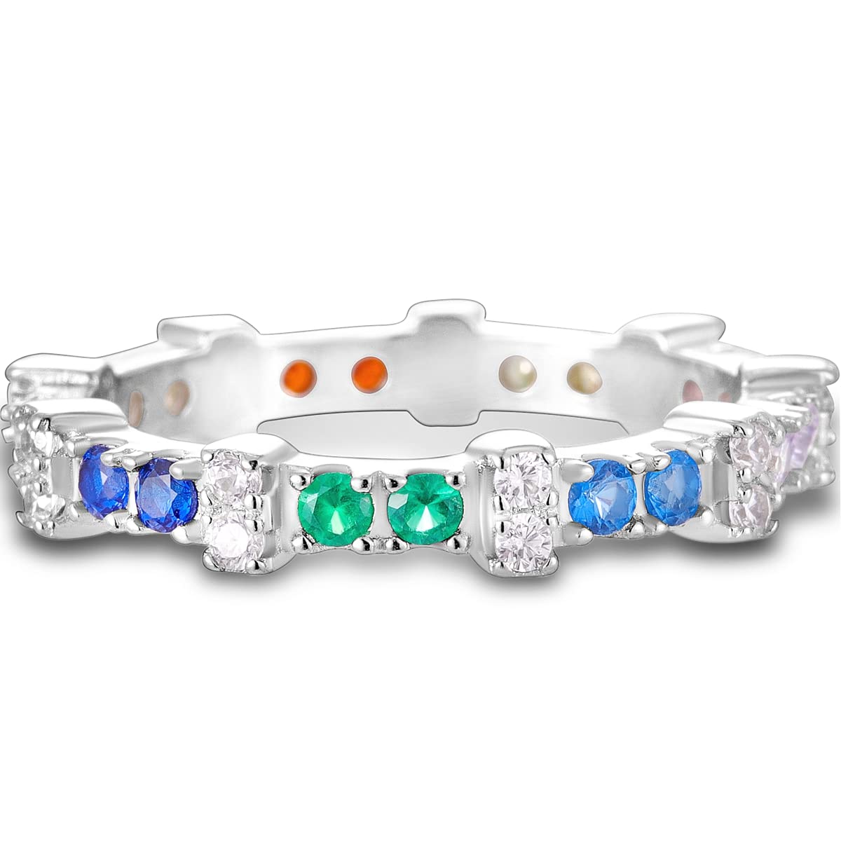 NARMO 925 Sterling Silber Frauen Ringe Mond Stern Ring Evil Eye Ring Bunte Cubic Zirkonia Ring Stapelbare Vintage Ringe Statement Ringe für Frauen Größe 52-60mm