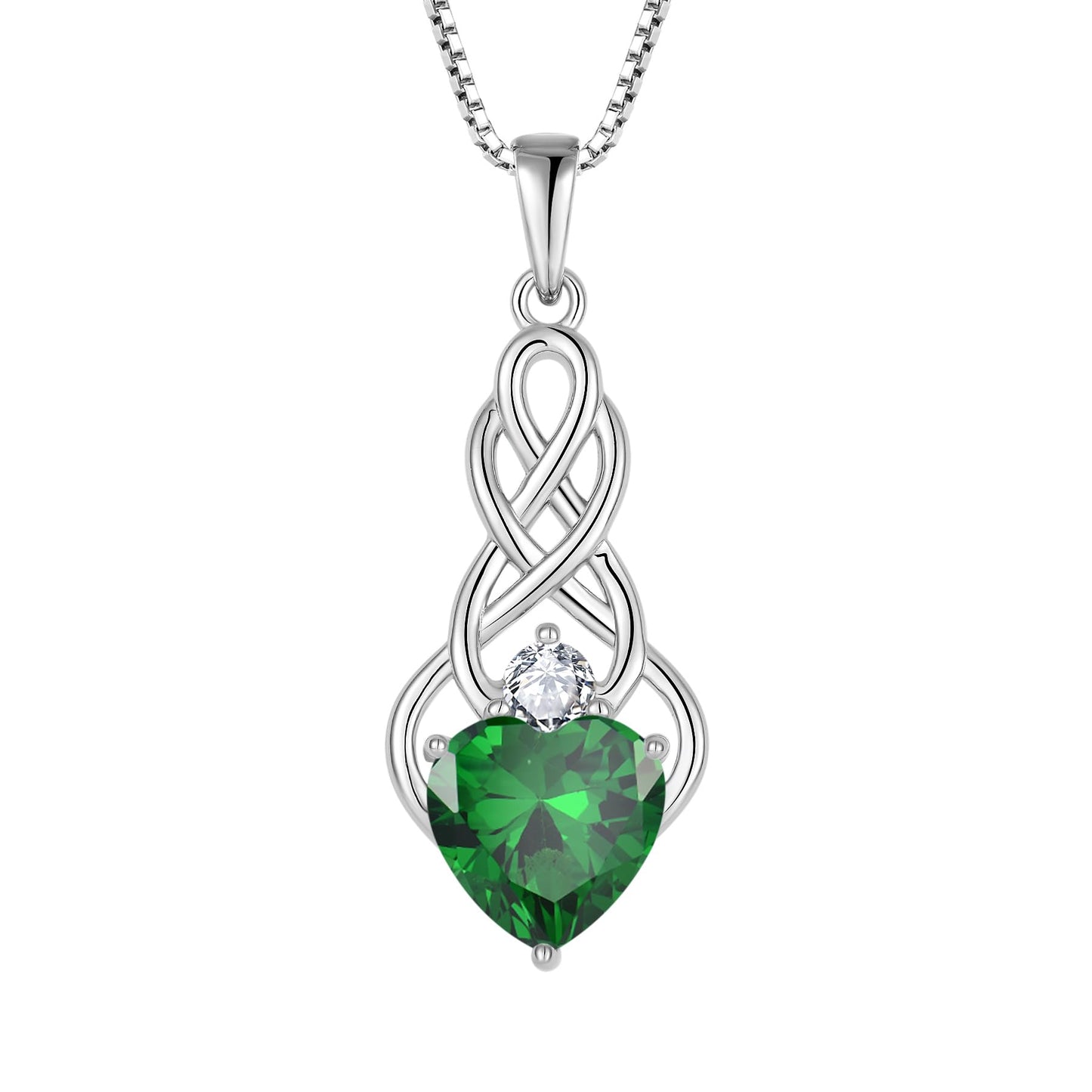 FJ Unendlichkeit Keltischer Knoten Kette Damen 925 Sterling Silber Geburtsstein Anhänger Irischer Glücksschmuck Geschenke für Frauen Mutter Freundin Mama