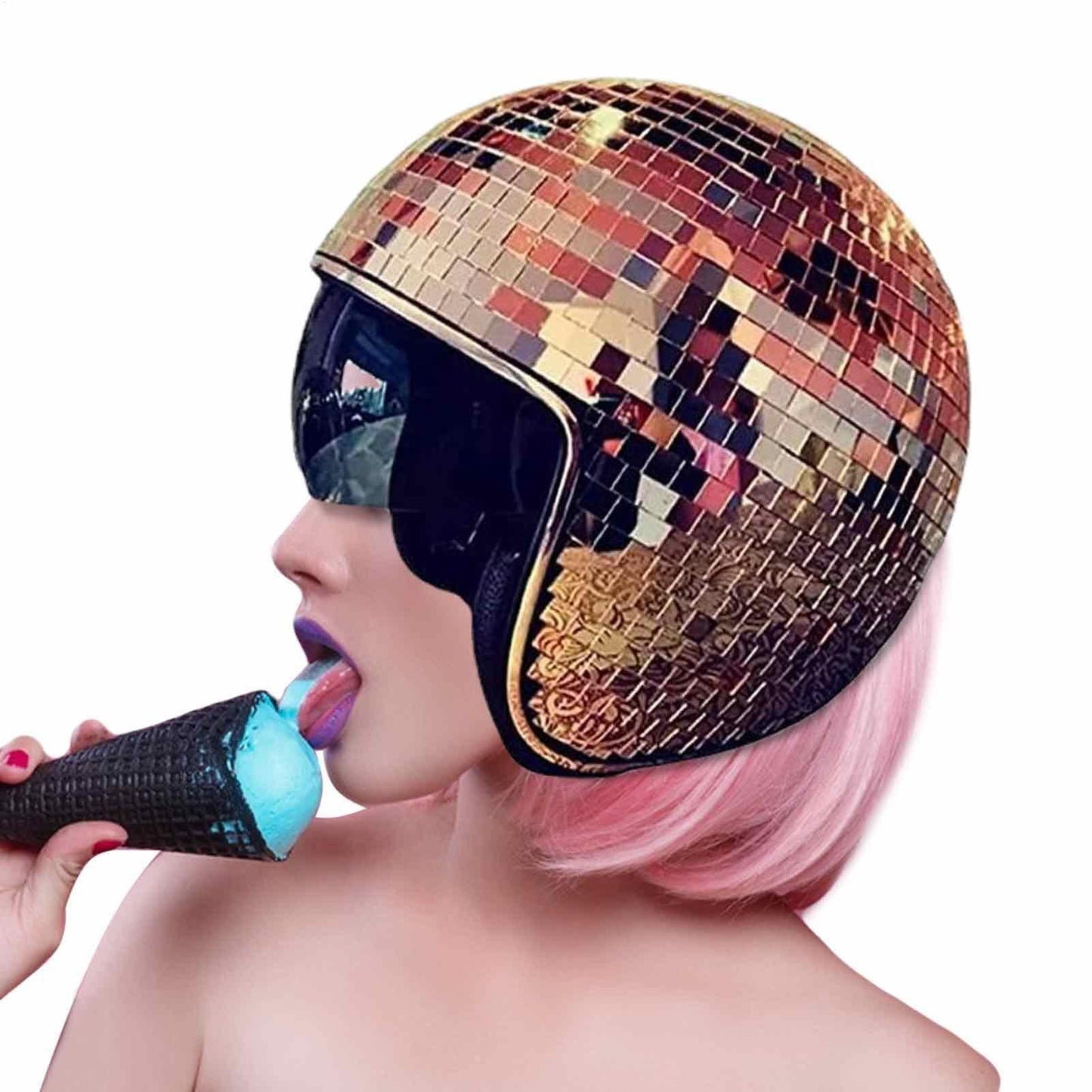 Discokugel Hüte - Diskokugel Helm | Glitzer Spiegel Glas Discokugel Hut Helm | DiscoDekor Helme | Disco Spiegel Glitzerball Helme | Disco Spiegel Hut | Glitzer Spiegel Glas Disco Ball Hut