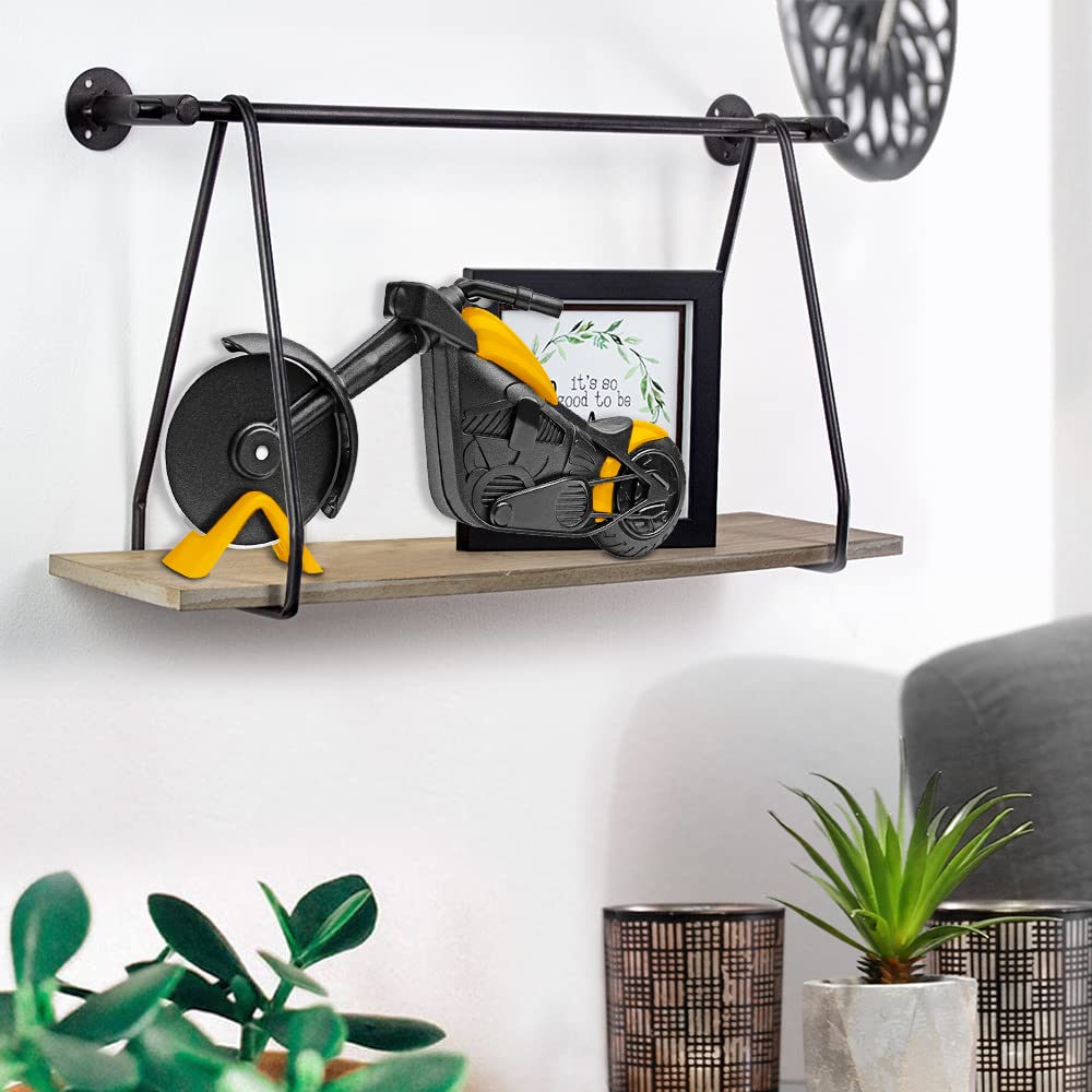 ELB Biker Motorrad Pizzaschneider, Lustige Pizza Schneider Edelstahl Kunststoff Pizzaroller Pizzarad Pizzamesser, Pizza Cutter mit Scharfem Schneiderad & Ständer für Weihnachten Kreativ Geschenke (Rot)