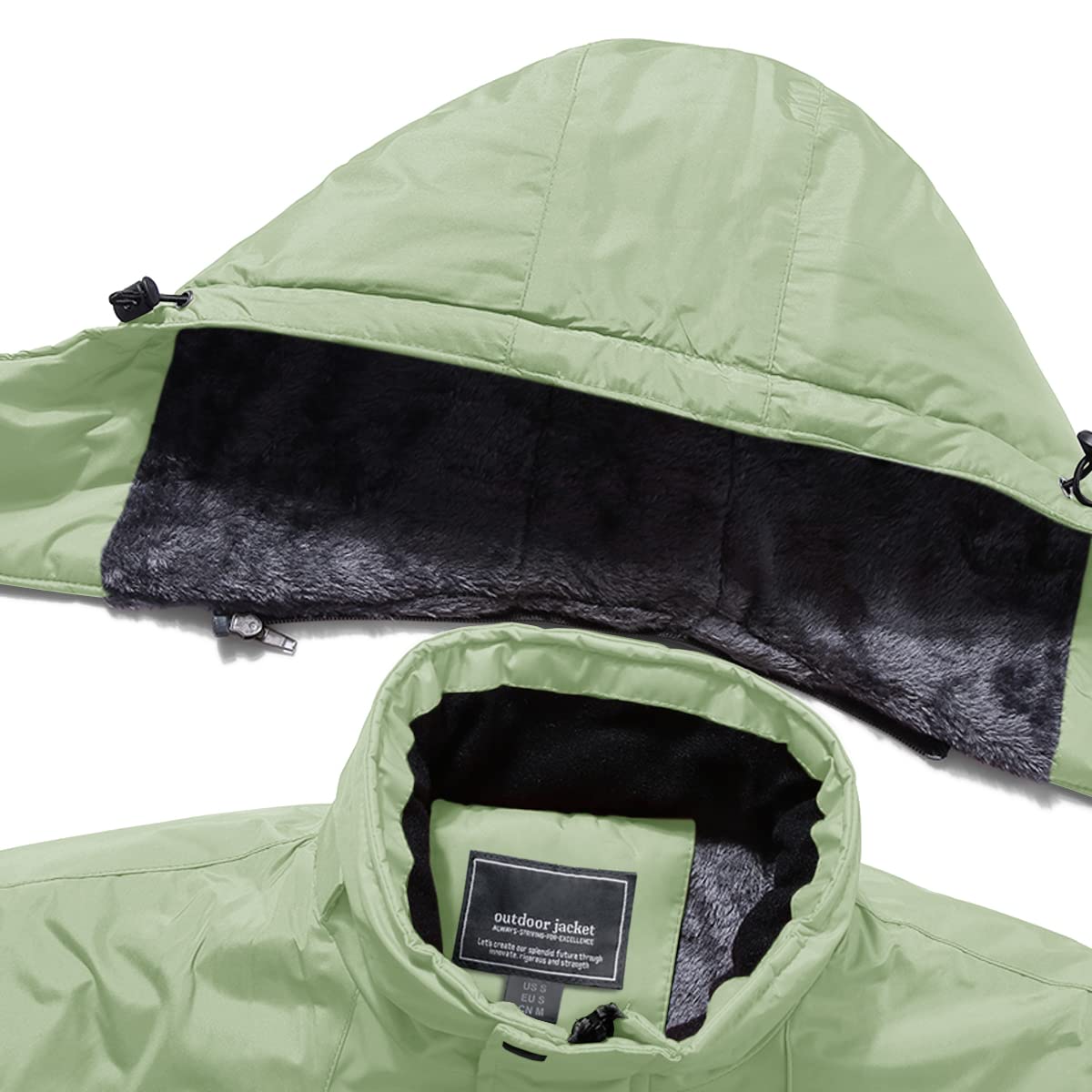 KEFITEVD Herren Skijacke Atmungsaktiv Warm Gefüttert Winterjacke mit Abnehmbarer Kapuze Snowboardjacke Wasserdicht Outdoorjacke