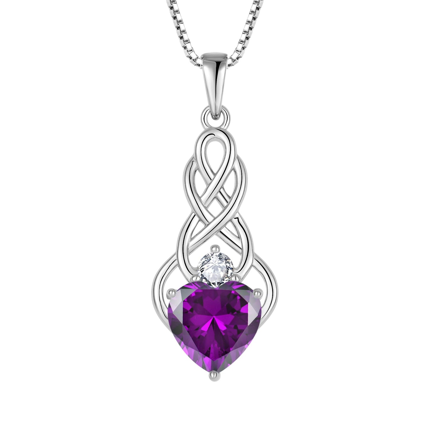 FJ Unendlichkeit Keltischer Knoten Kette Damen 925 Sterling Silber Geburtsstein Anhänger Irischer Glücksschmuck Geschenke für Frauen Mutter Freundin Mama