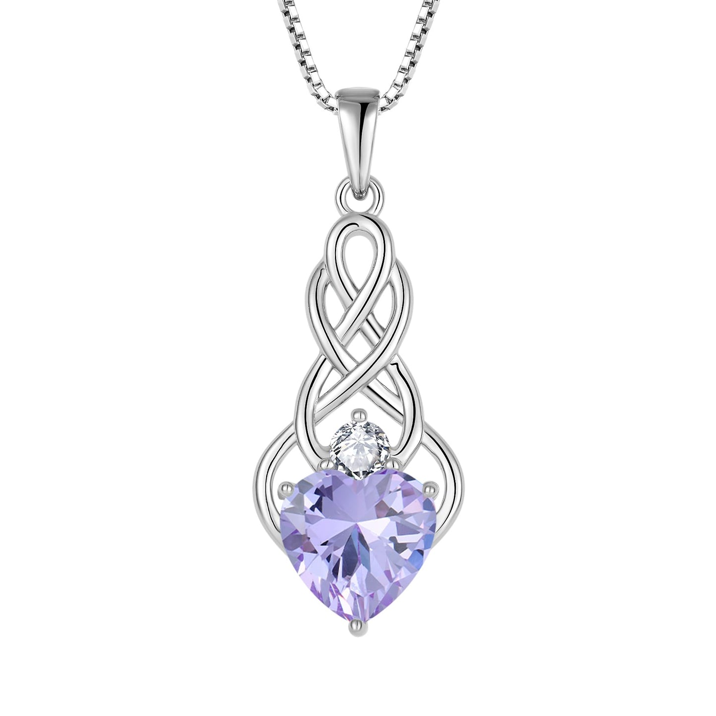 FJ Unendlichkeit Keltischer Knoten Kette Damen 925 Sterling Silber Geburtsstein Anhänger Irischer Glücksschmuck Geschenke für Frauen Mutter Freundin Mama