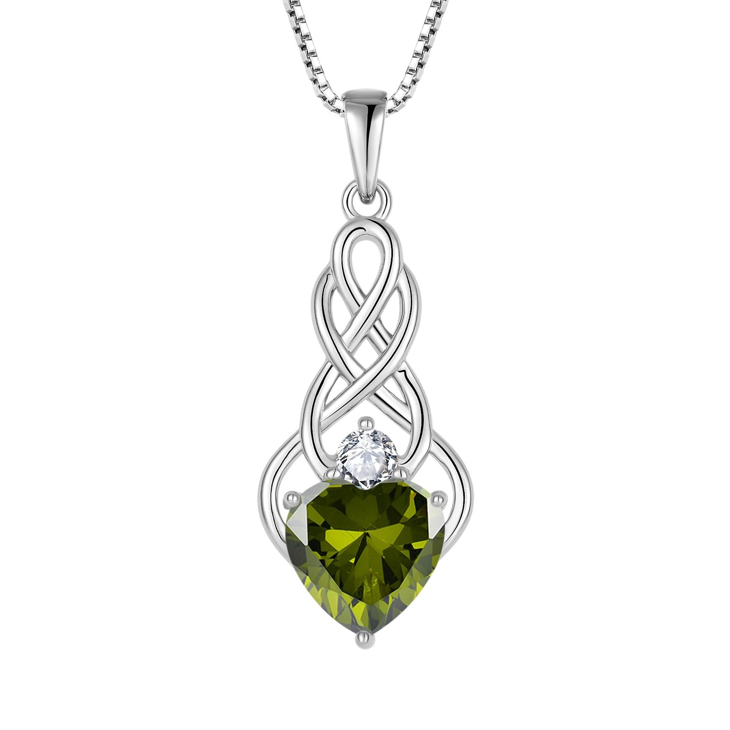 FJ Unendlichkeit Keltischer Knoten Kette Damen 925 Sterling Silber Geburtsstein Anhänger Irischer Glücksschmuck Geschenke für Frauen Mutter Freundin Mama