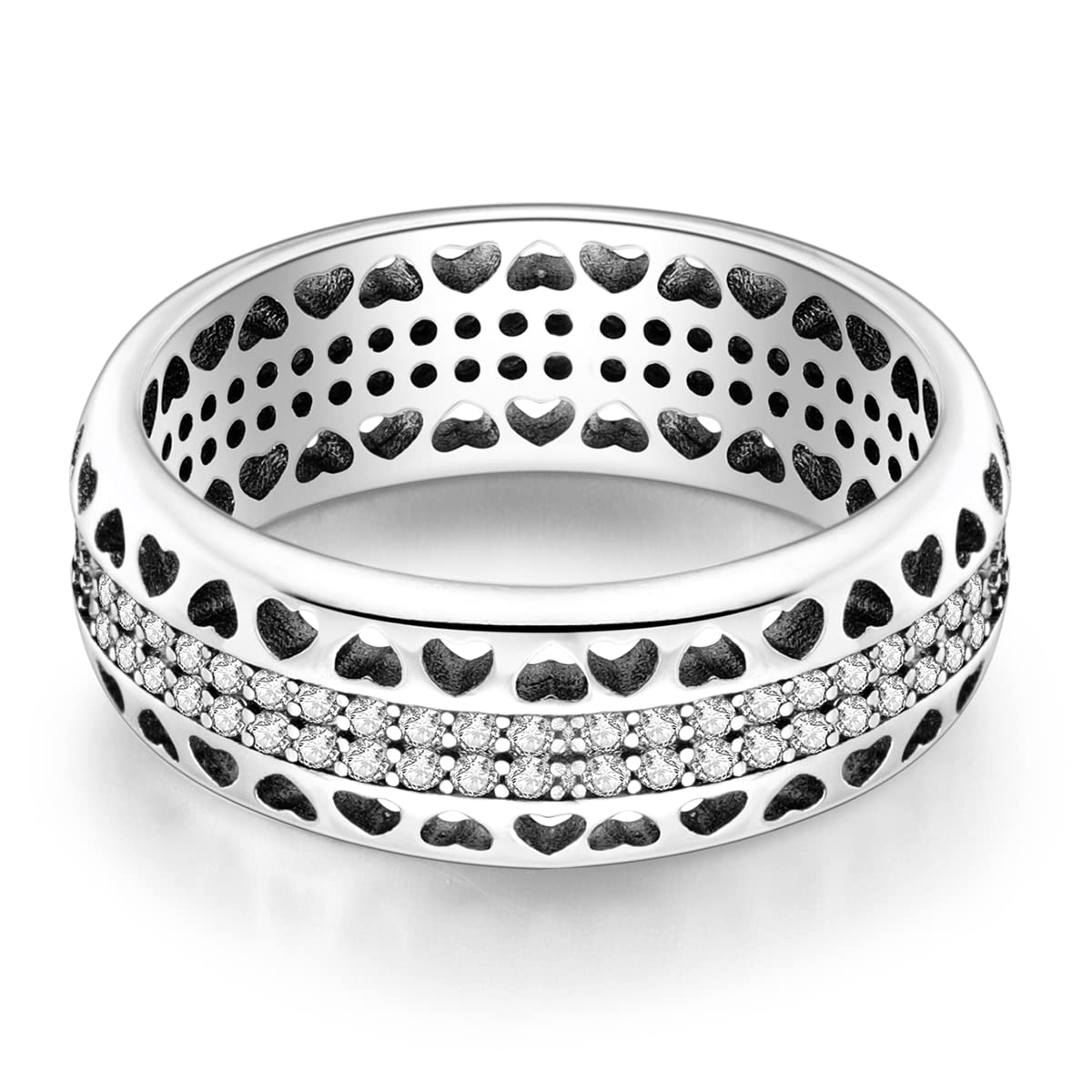 NARMO 925 Sterling Silber Frauen Ringe Mond Stern Ring Evil Eye Ring Bunte Cubic Zirkonia Ring Stapelbare Vintage Ringe Statement Ringe für Frauen Größe 52-60mm