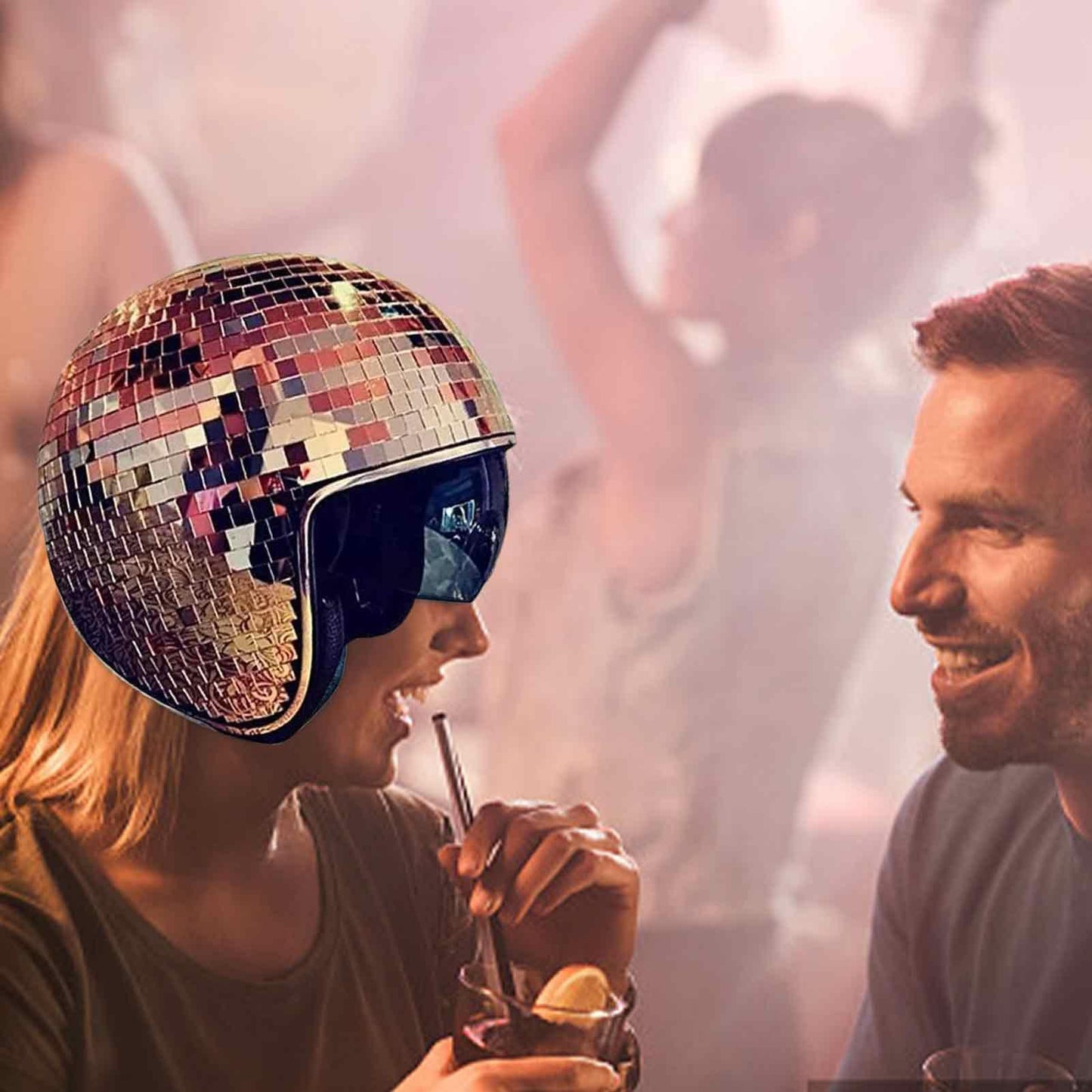 Discokugel Hüte - Diskokugel Helm | Glitzer Spiegel Glas Discokugel Hut Helm | DiscoDekor Helme | Disco Spiegel Glitzerball Helme | Disco Spiegel Hut | Glitzer Spiegel Glas Disco Ball Hut