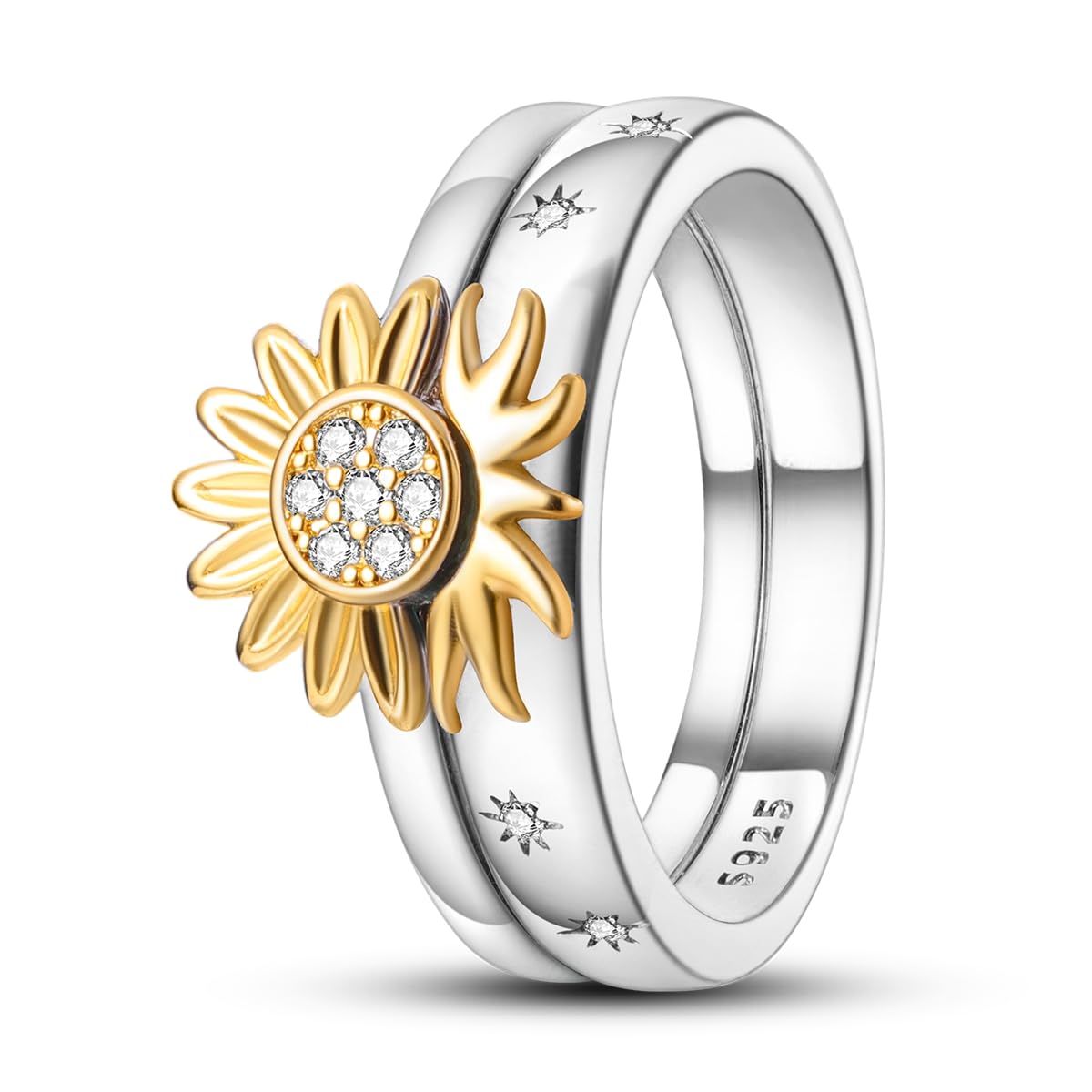 NARMO 925 Sterling Silber Frauen Ringe Mond Stern Ring Evil Eye Ring Bunte Cubic Zirkonia Ring Stapelbare Vintage Ringe Statement Ringe für Frauen Größe 52-60mm