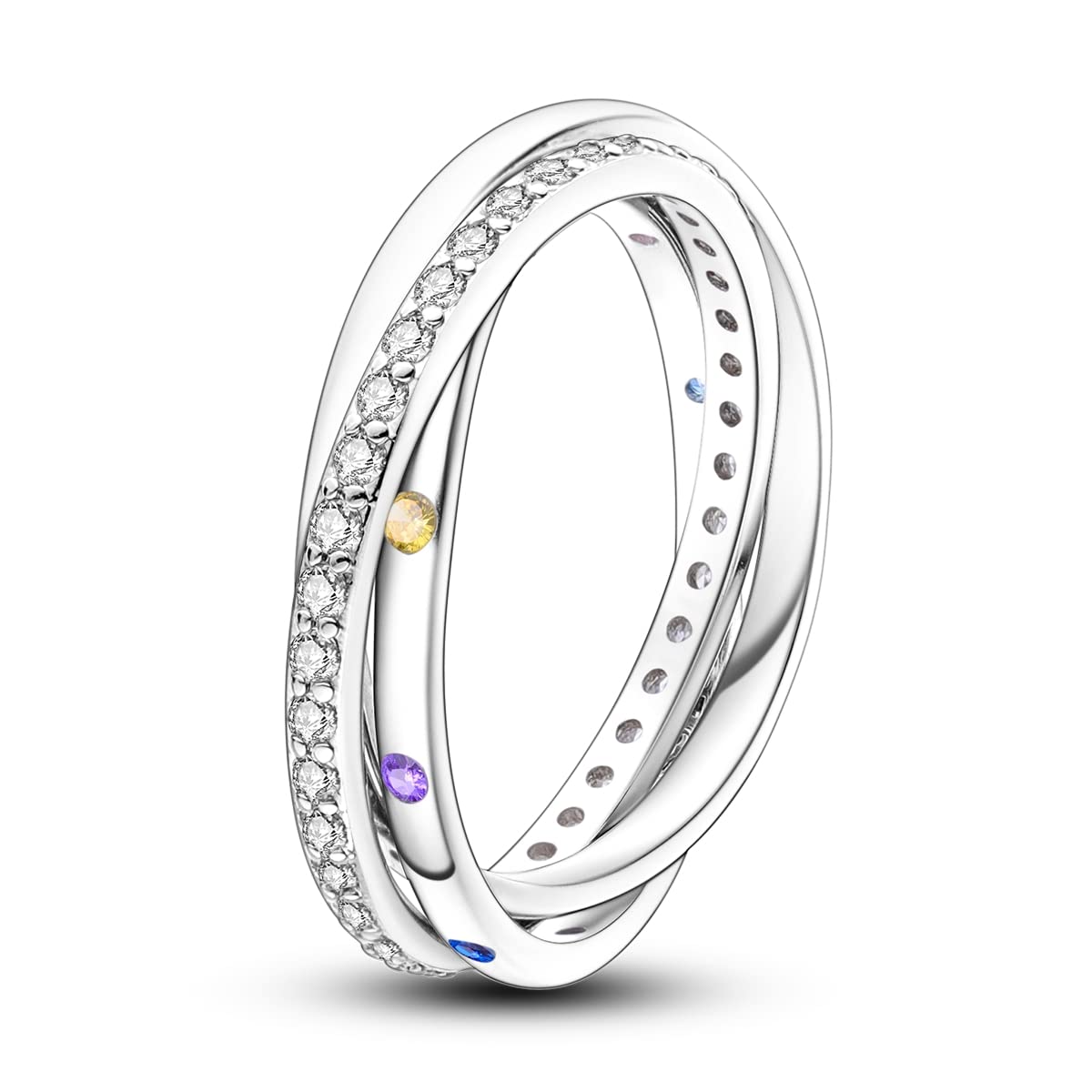 NARMO 925 Sterling Silber Frauen Ringe Mond Stern Ring Evil Eye Ring Bunte Cubic Zirkonia Ring Stapelbare Vintage Ringe Statement Ringe für Frauen Größe 52-60mm