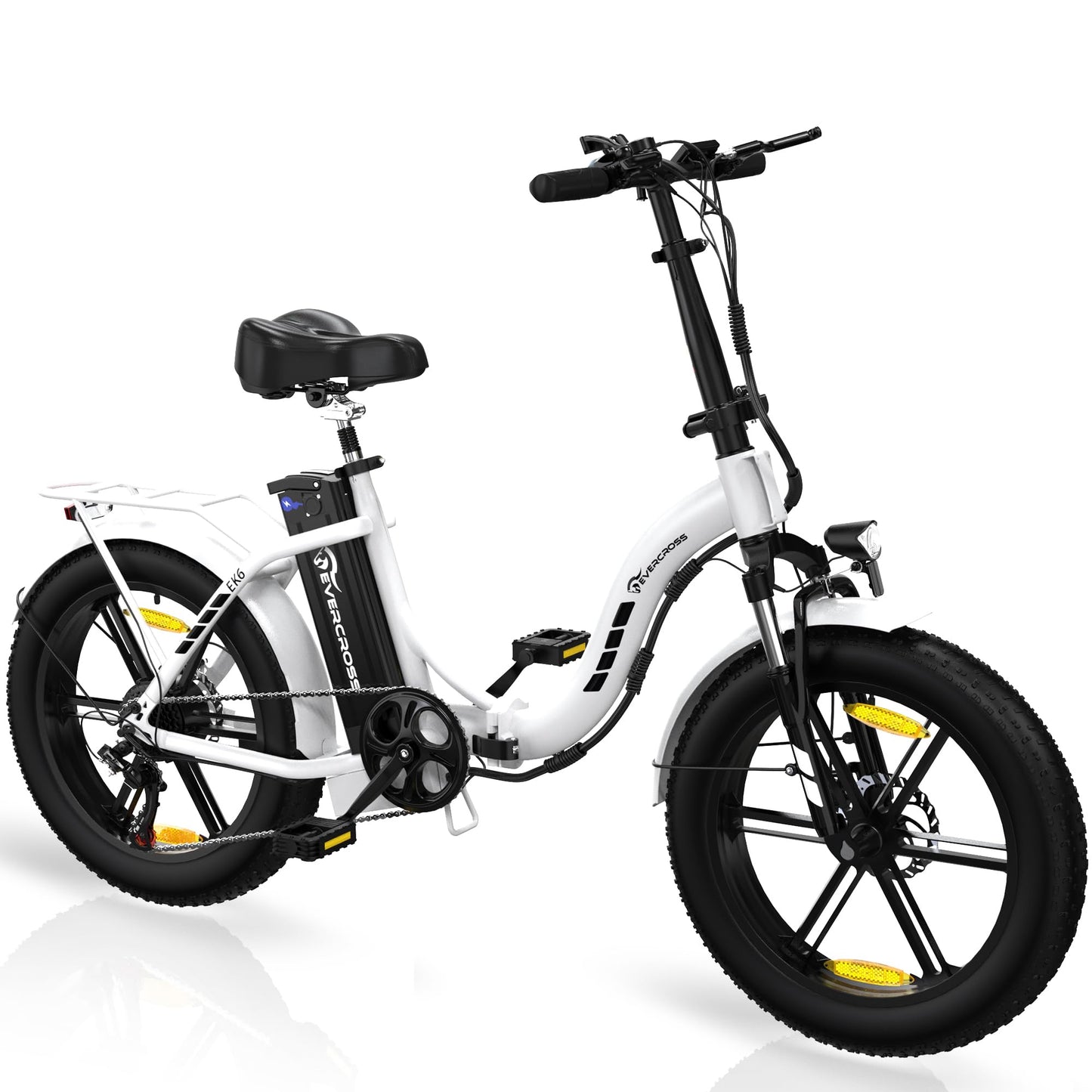 ELB- EVERCROSS EK6 Elektrofahrräder Erwachsene, faltbares E-Bike mit 20" x 4,0 Breiten Reifen, E Bike Mountainbike mit 7 Gang Getriebe, 48V 15AH Akku, 250W Motor, 33,2kg Gewicht, Doppelstoßdämpfern