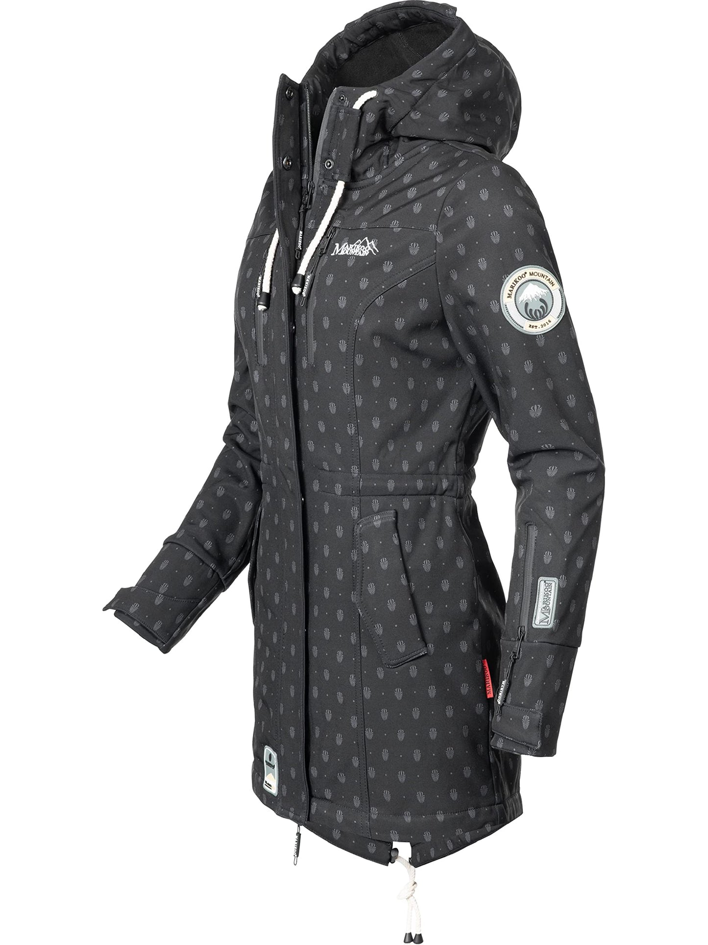 MARIKOO Damen Übergangsjacke Softshellmantel wasserdicht atmungsaktiv mit Kapuze Zimtzicke XS-3XL