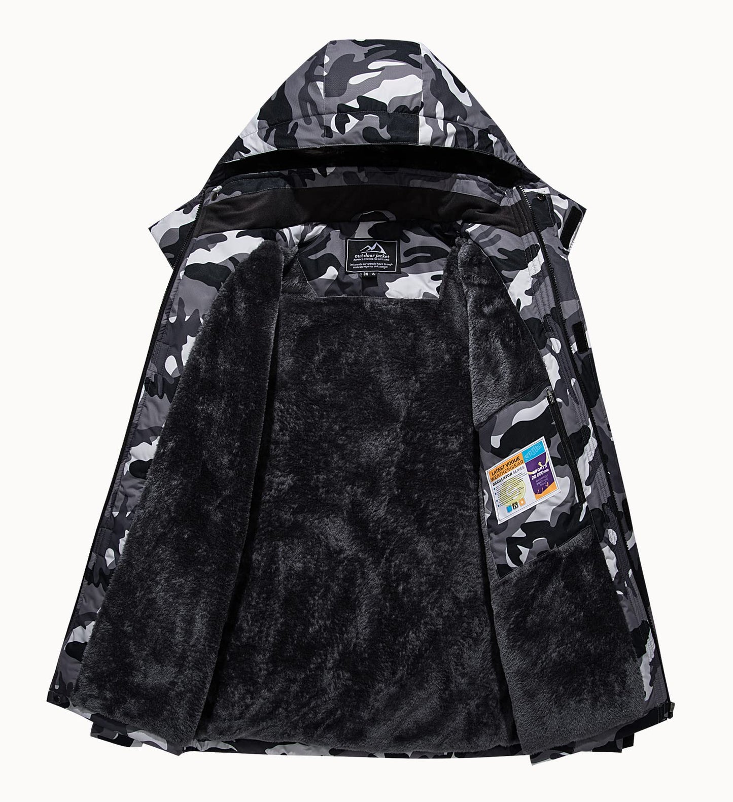 KEFITEVD Herren Skijacke Atmungsaktiv Warm Gefüttert Winterjacke mit Abnehmbarer Kapuze Snowboardjacke Wasserdicht Outdoorjacke