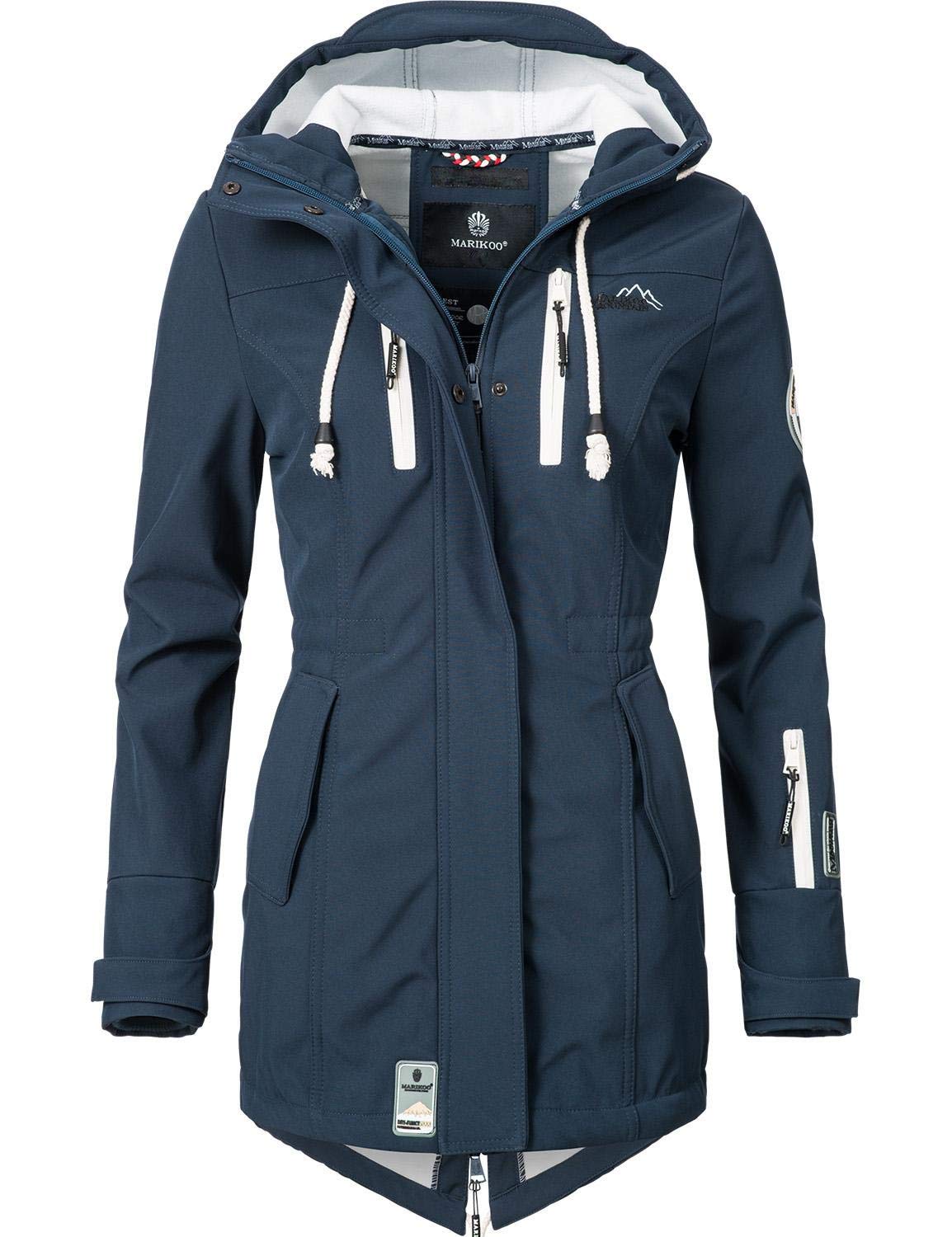 MARIKOO Damen Übergangsjacke Softshellmantel wasserdicht atmungsaktiv mit Kapuze Zimtzicke XS-3XL