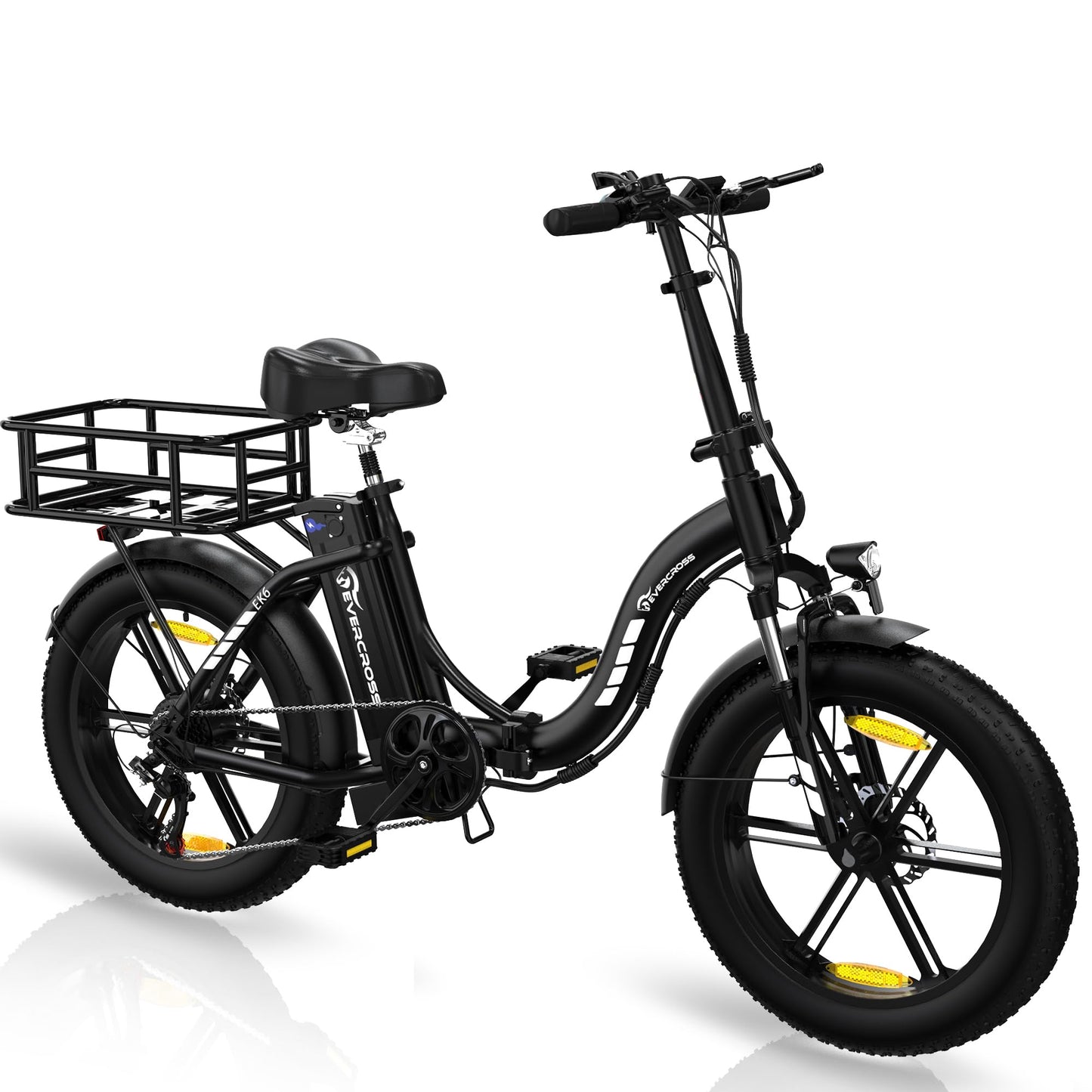 ELB- EVERCROSS EK6 Elektrofahrräder Erwachsene, faltbares E-Bike mit 20" x 4,0 Breiten Reifen, E Bike Mountainbike mit 7 Gang Getriebe, 48V 15AH Akku, 250W Motor, 33,2kg Gewicht, Doppelstoßdämpfern