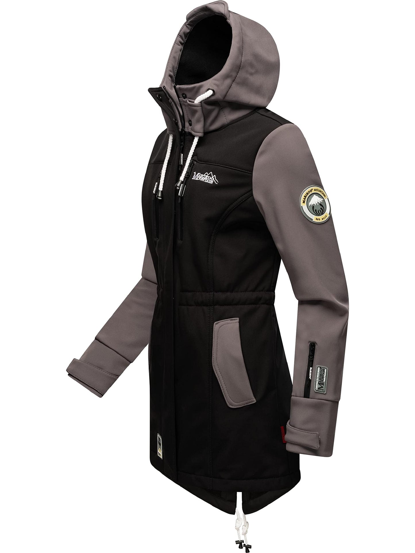 MARIKOO Damen Übergangsjacke Softshellmantel wasserdicht atmungsaktiv mit Kapuze Zimtzicke XS-3XL