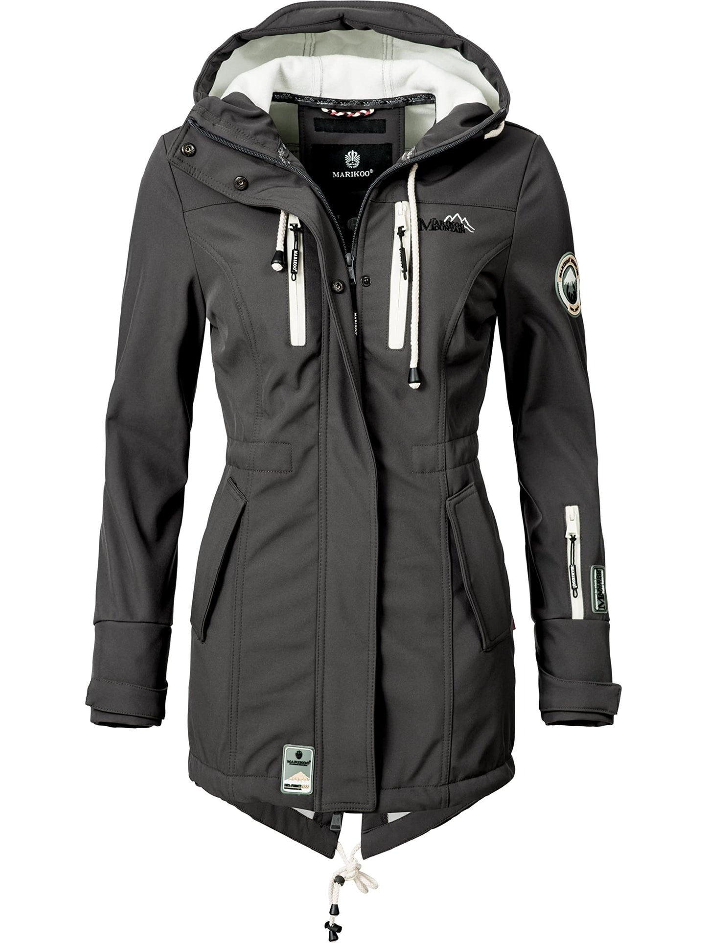 MARIKOO Damen Übergangsjacke Softshellmantel wasserdicht atmungsaktiv mit Kapuze Zimtzicke XS-3XL